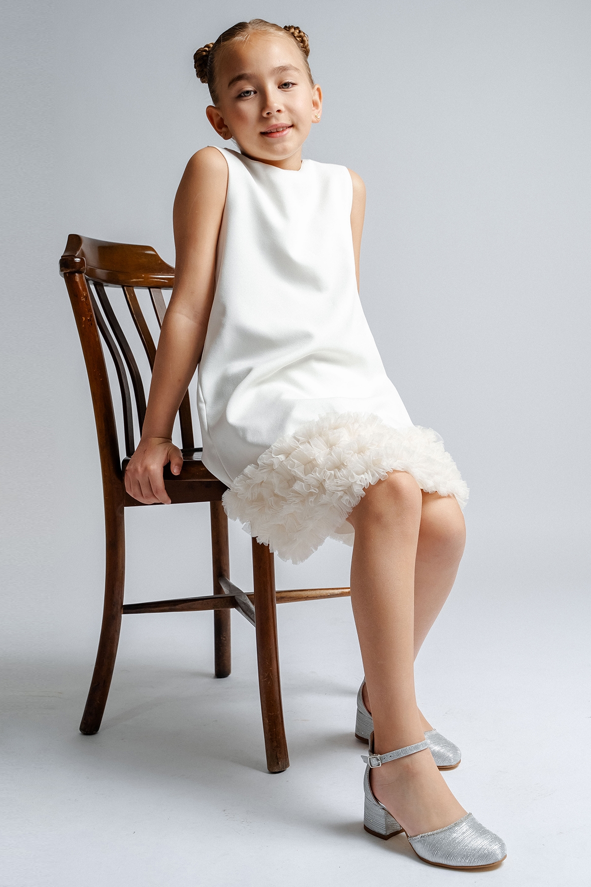 Mnpc Gri Mnpc Taşlı Kız Çocuk Gümüş Topuklu Abiye Ayakkabı