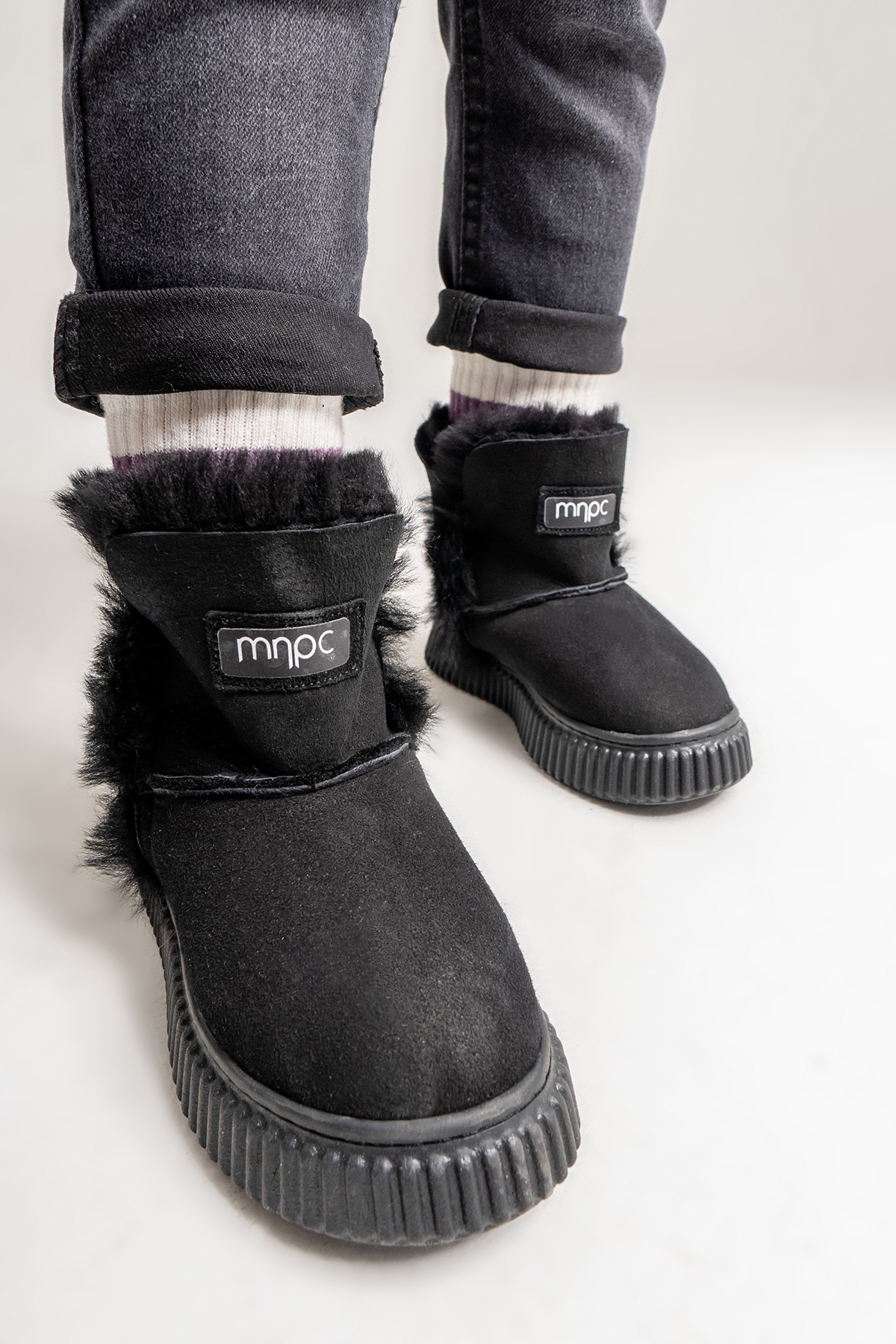 Mnpc Siyah Mnpc Hakiki Deri Kız Çocuk Kürklü Suya Dayanıklı Bot