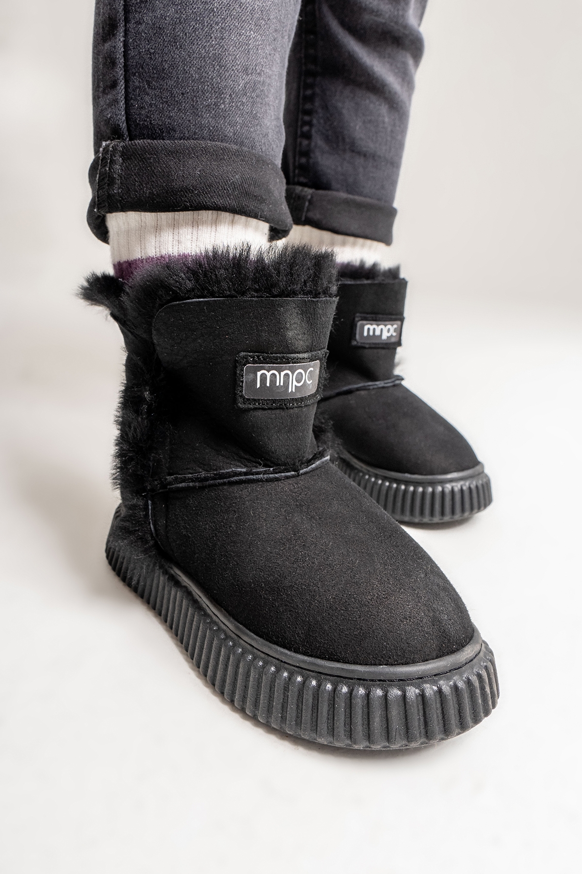 Mnpc Siyah Mnpc Hakiki Deri Kız Çocuk Kürklü Suya Dayanıklı Bot