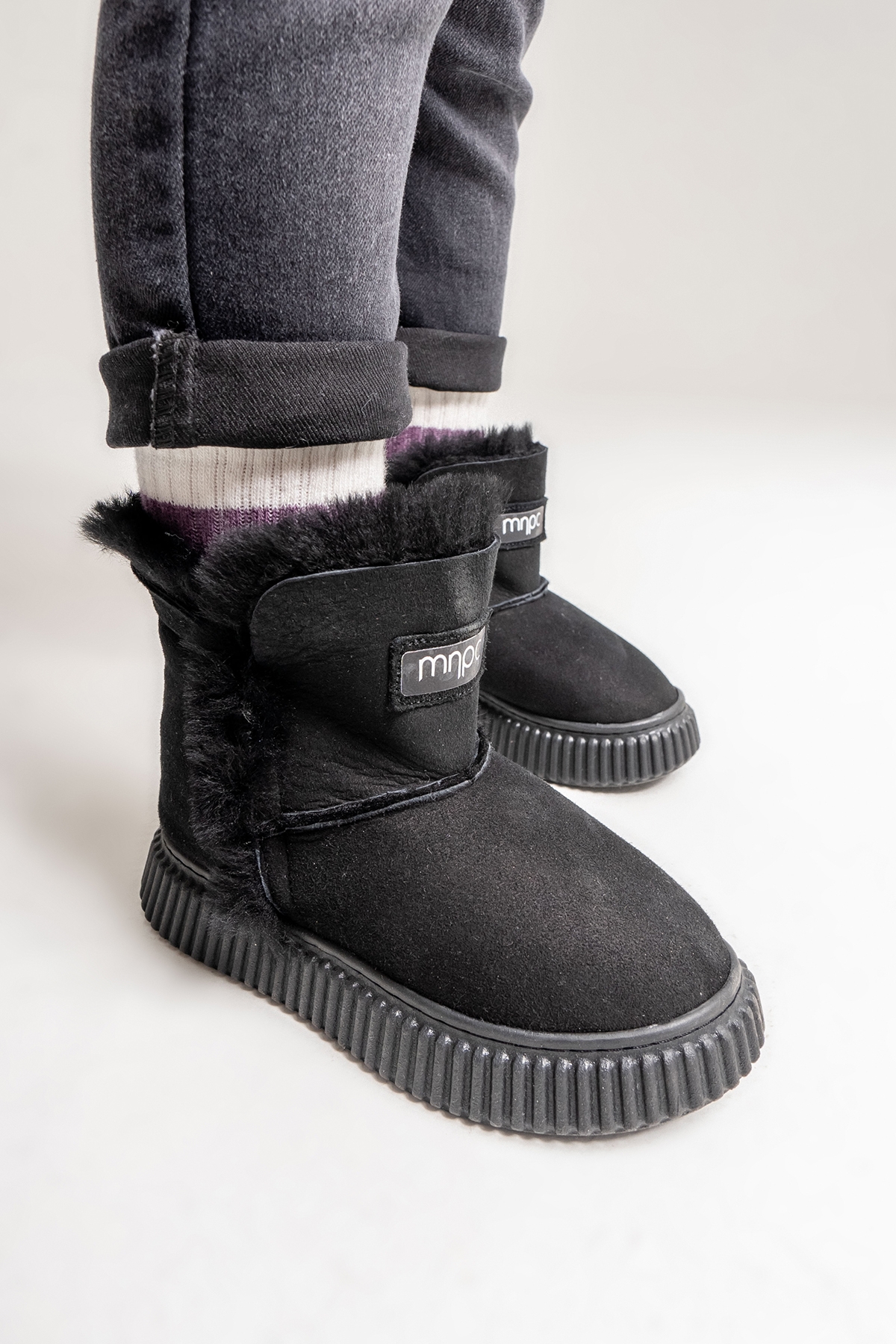 Mnpc Siyah Mnpc Hakiki Deri Kız Çocuk Kürklü Suya Dayanıklı Bot