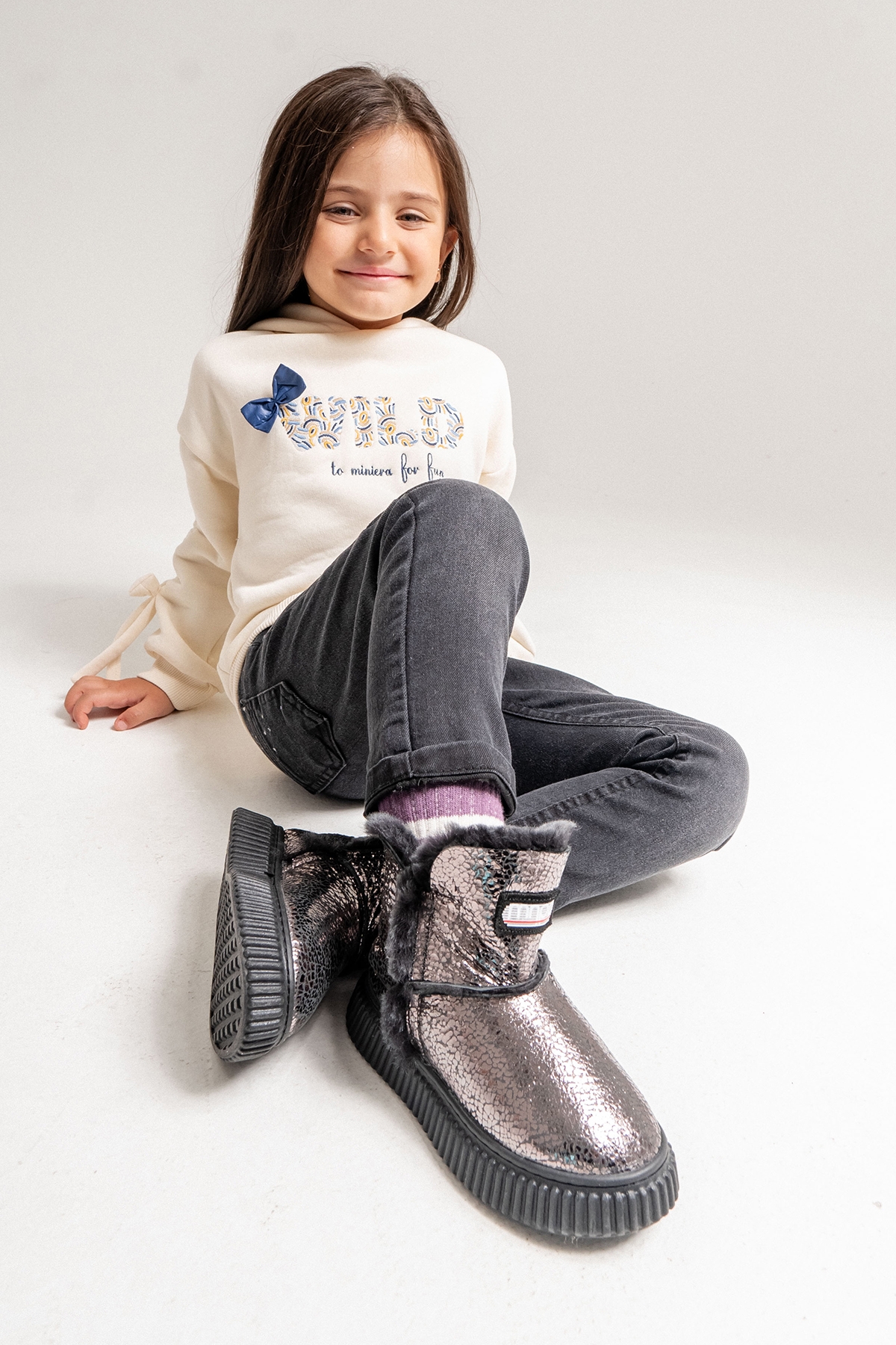 Mnpc Siyah Mnpc Hakiki Deri Kız Çocuk Kürklü Suya Dayanıklı Bot