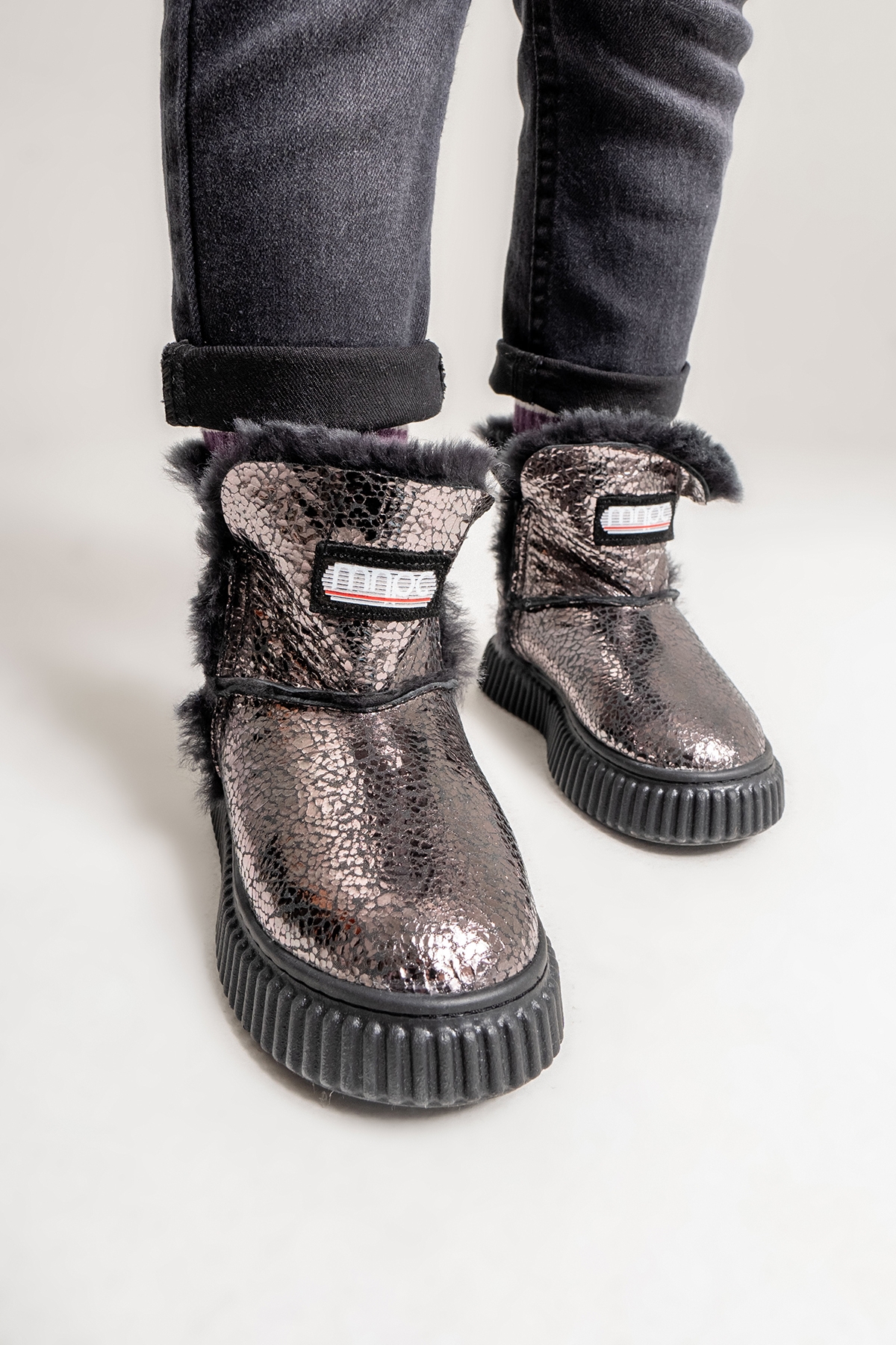 Mnpc Siyah Mnpc Hakiki Deri Kız Çocuk Kürklü Suya Dayanıklı Bot