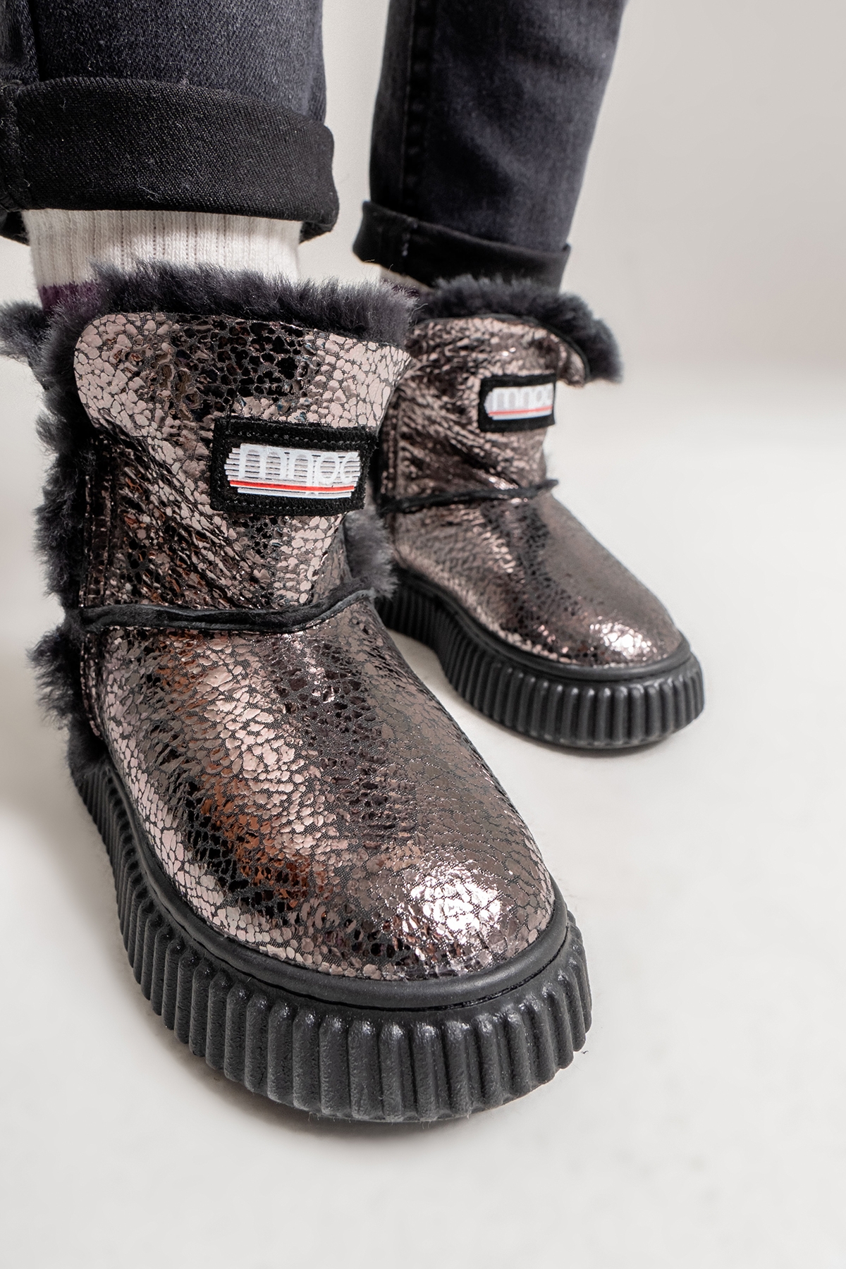 Mnpc Siyah Mnpc Hakiki Deri Kız Çocuk Kürklü Suya Dayanıklı Bot