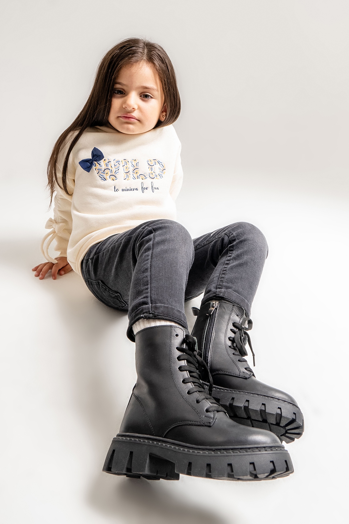 Mnpc Siyah Mnpc Hakiki Deri Kız Çocuk Suya Dayanıklı Postal