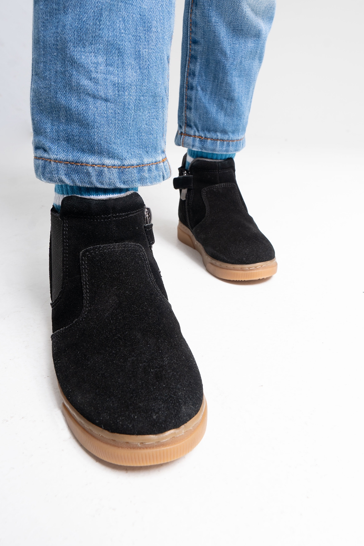 Erkek Çocuk Siyah Hakiki Deri Suya Dayanıklı Günlük Bot - Görsel 5