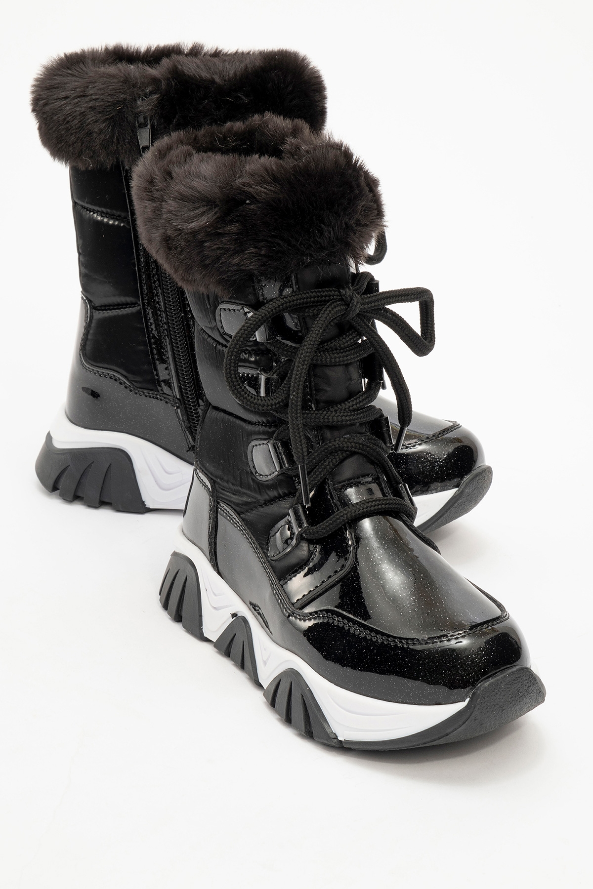 Kız Çocuk Siyah Simli Rugan Deri Suya Dayanıklı Günlük Bot - Görsel 2