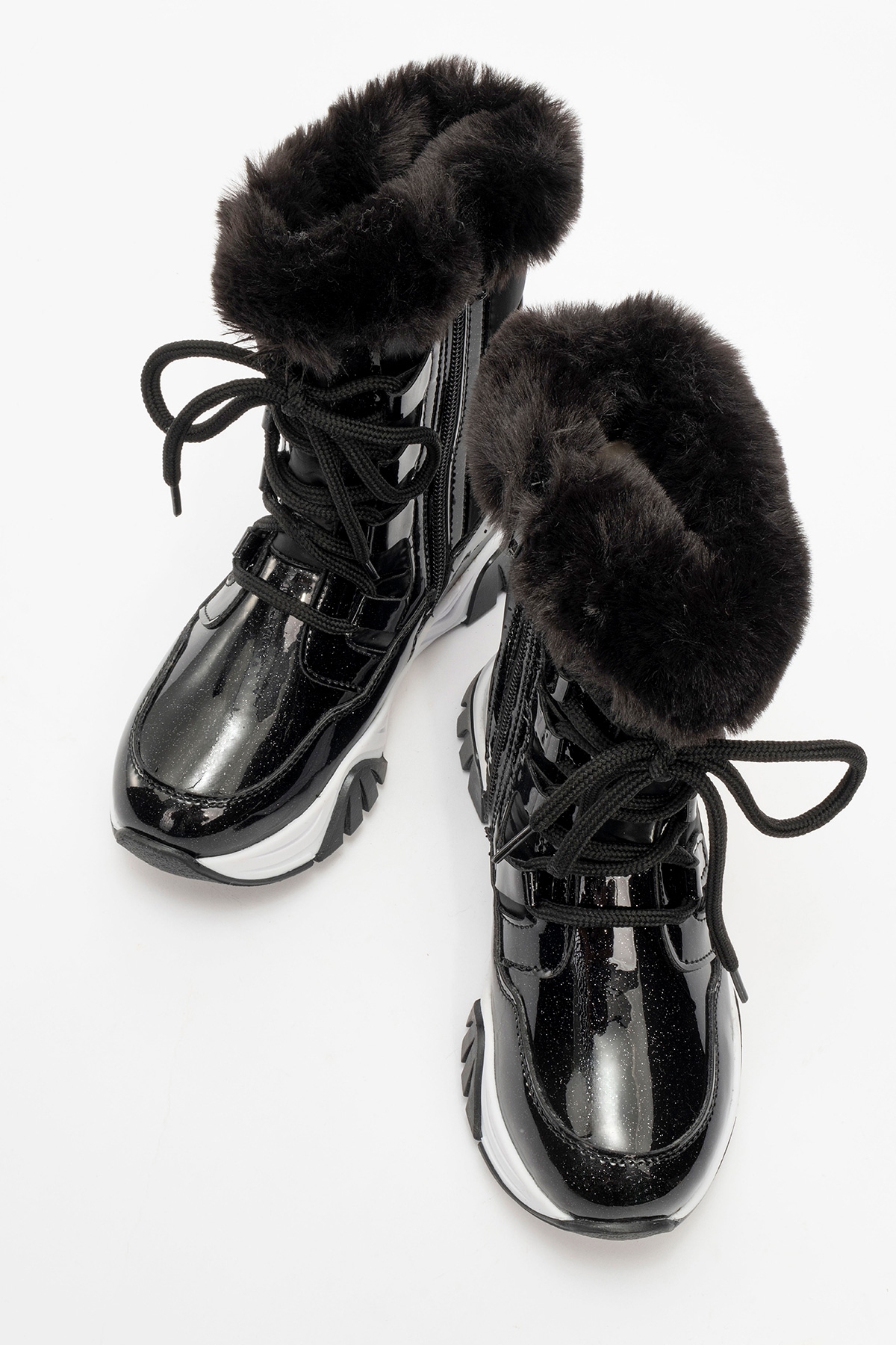 Kız Çocuk Siyah Simli Rugan Deri Suya Dayanıklı Günlük Bot - Görsel 4