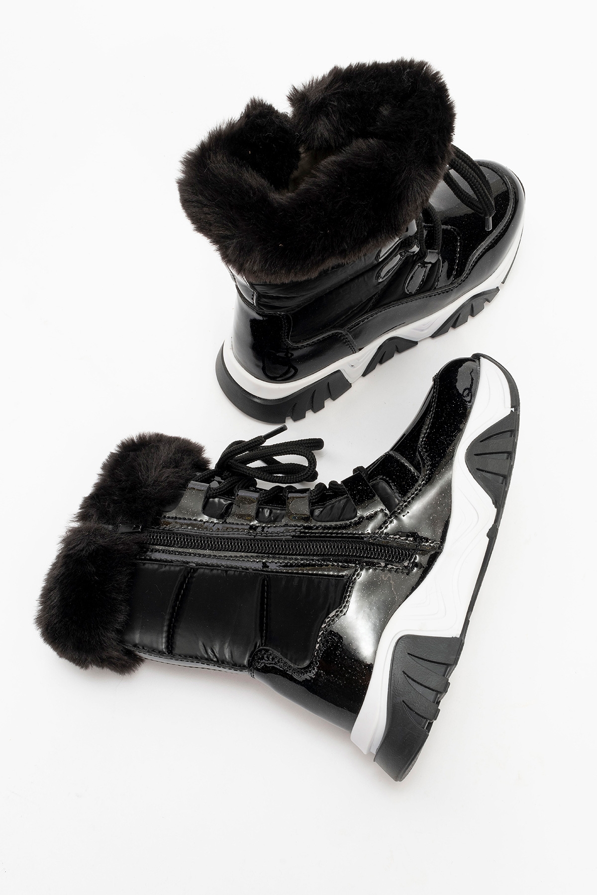 Kız Çocuk Siyah Simli Rugan Deri Suya Dayanıklı Günlük Bot - Görsel 5