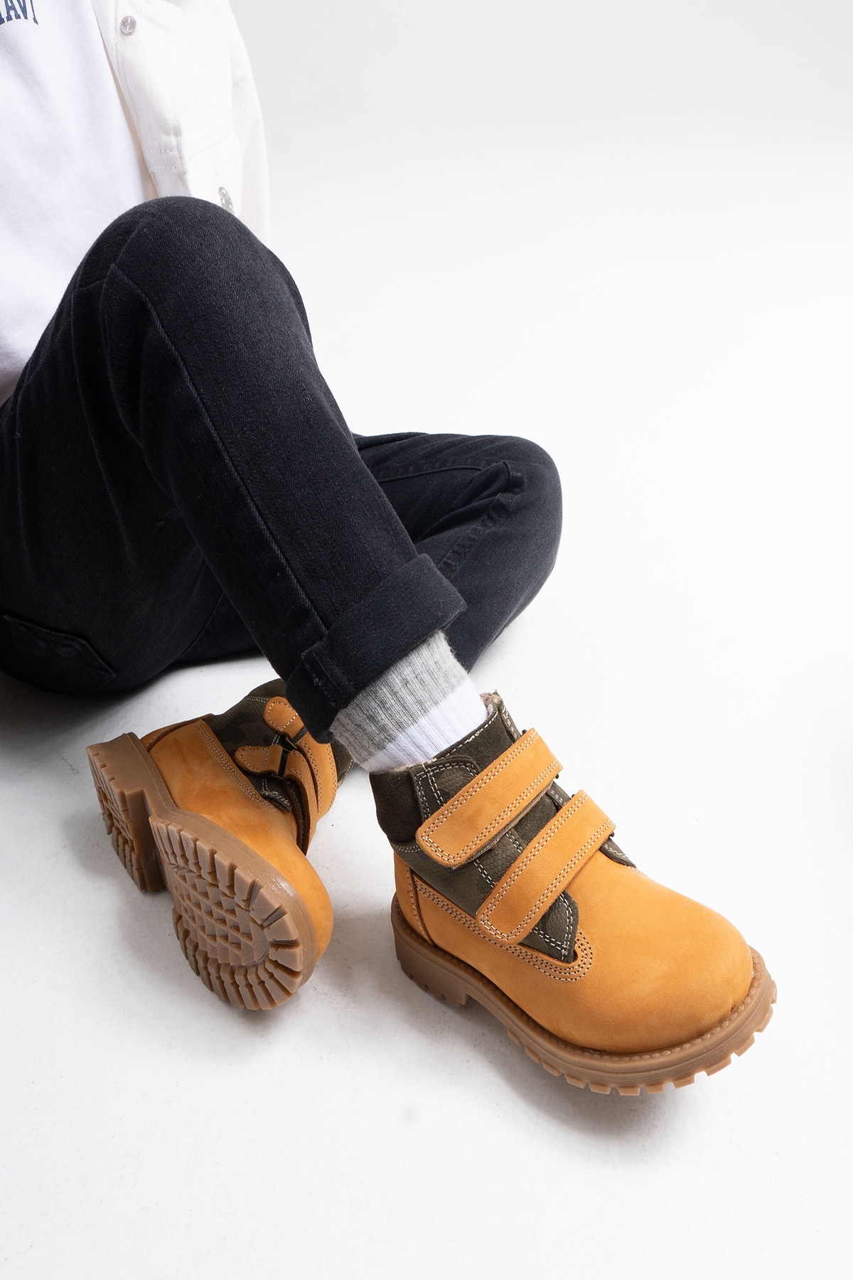 Erkek Çocuk Sarı Hakiki Deri Suya Dayanıklı Anatomik Günlük Bot - Görsel 6