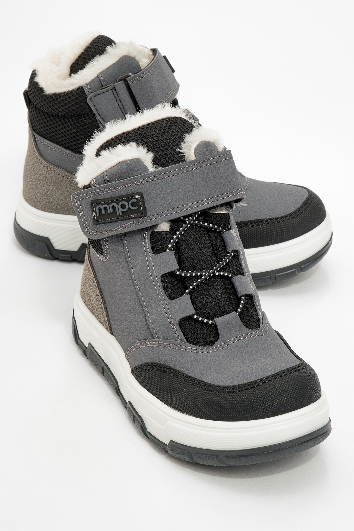 Erkek Çocuk Gri Suni Deri Suya Dayanıklı Anatomik Günlük Bot - Görsel 3