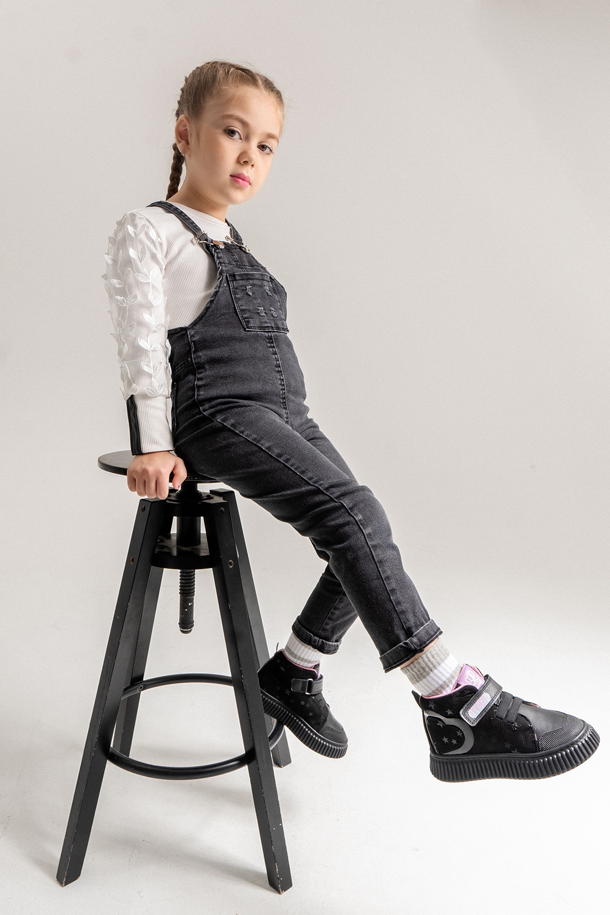 Kız Çocuk Siyah Hakiki Deri Suya Dayanıklı Anatomik Günlük Bot - Görsel 2