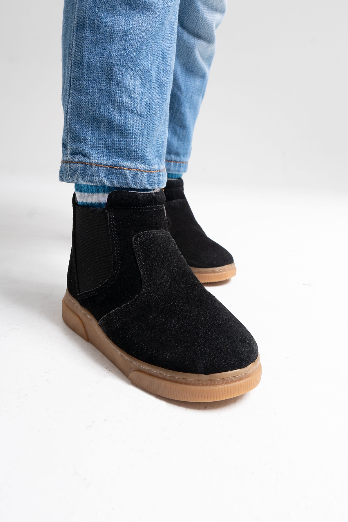 Erkek Çocuk Siyah Hakiki Deri Suya Dayanıklı Anatomik Günlük Bot - Görsel 4