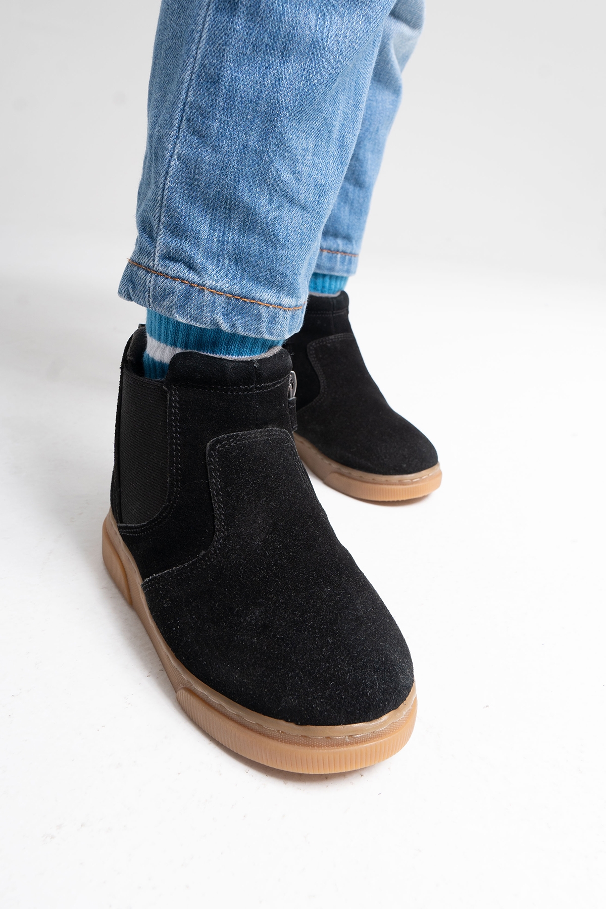 Erkek Çocuk Siyah Hakiki Deri Suya Dayanıklı Anatomik Günlük Bot - Görsel 6