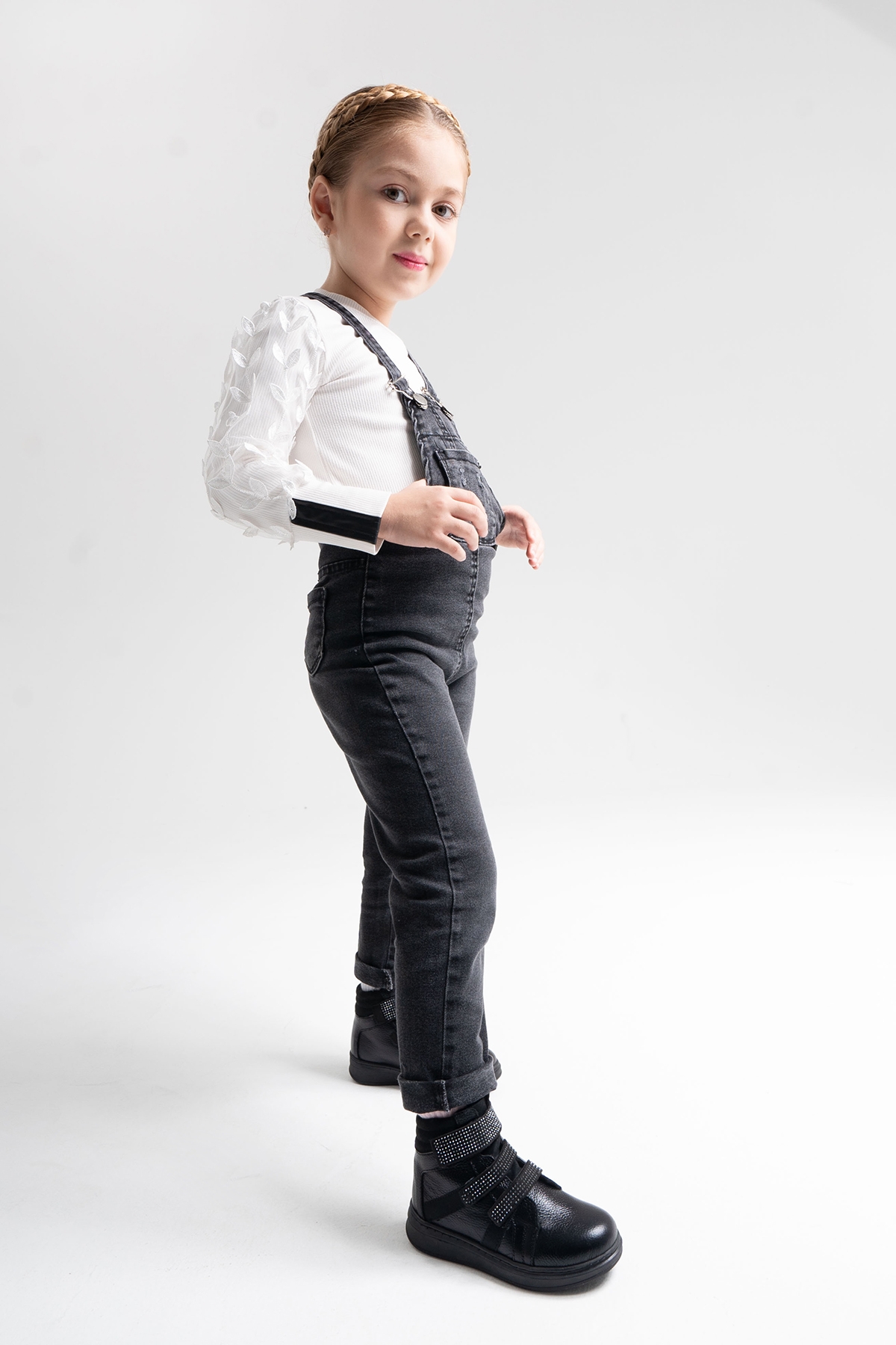 Kız Çocuk Siyah Hakiki Deri Suya Dayanıklı Anatomik Günlük Bot - Görsel 2