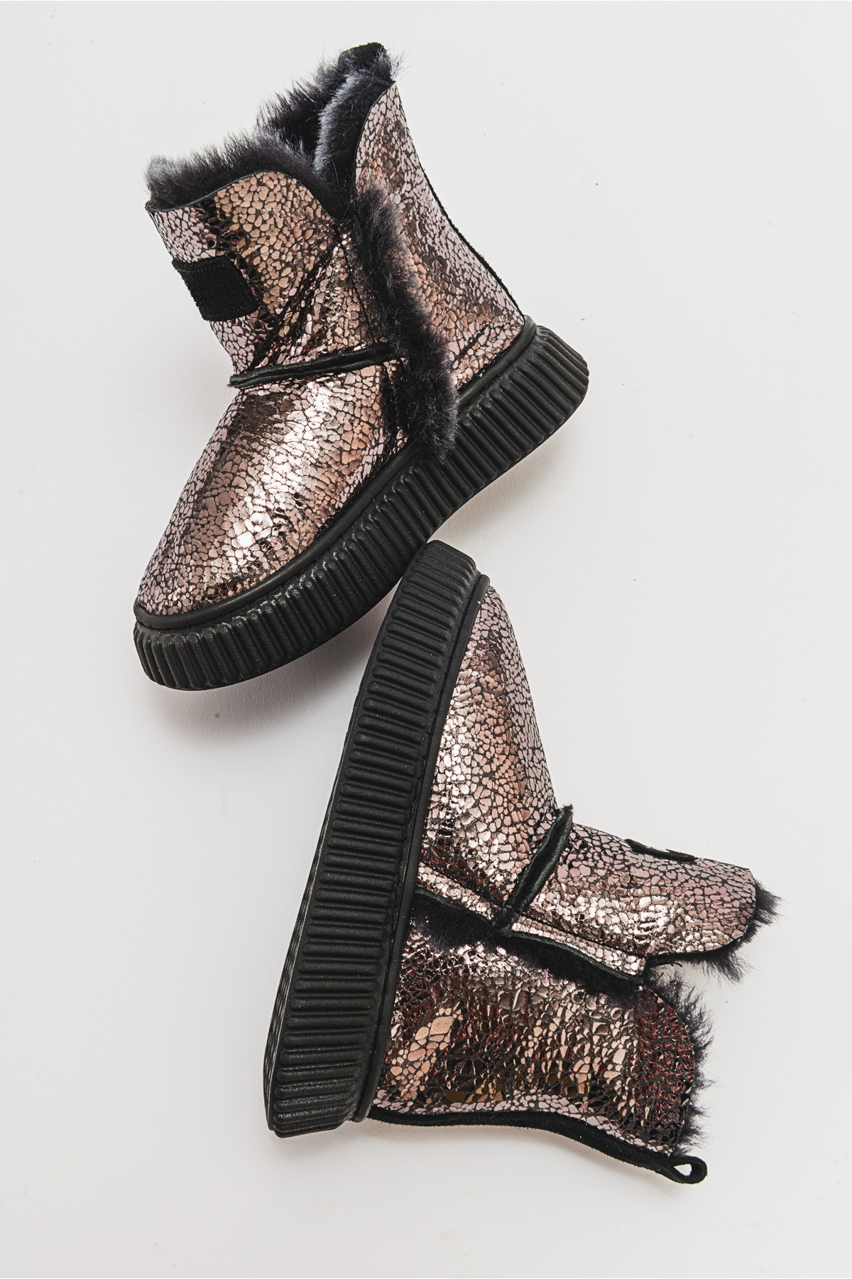 Kız Çocuk Platin Hakiki Deri Suya Dayanıklı Kürklü Günlük Bot - Görsel 6