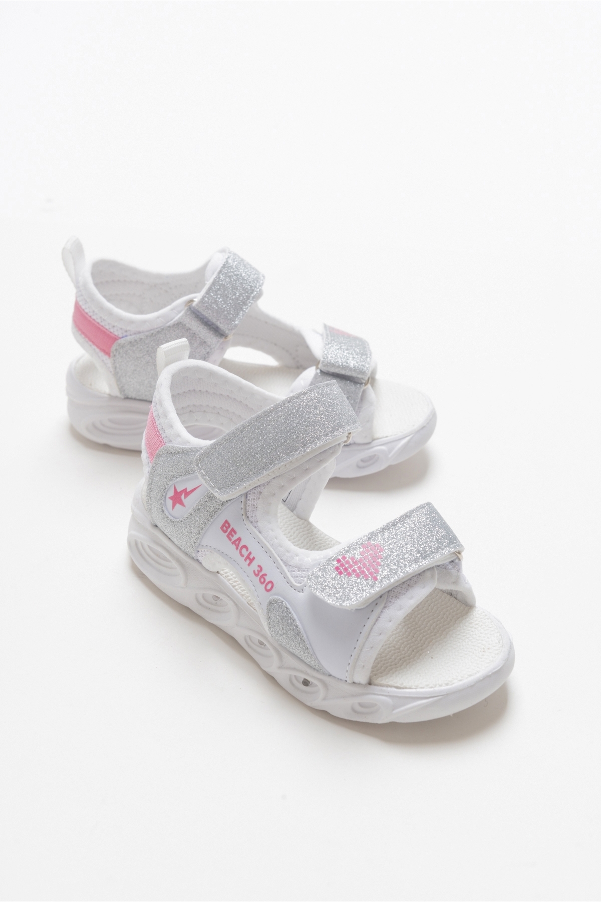 Kız Çocuk Gümüş Işıklı Anatomik Hafif Spor Sandalet - Görsel 2