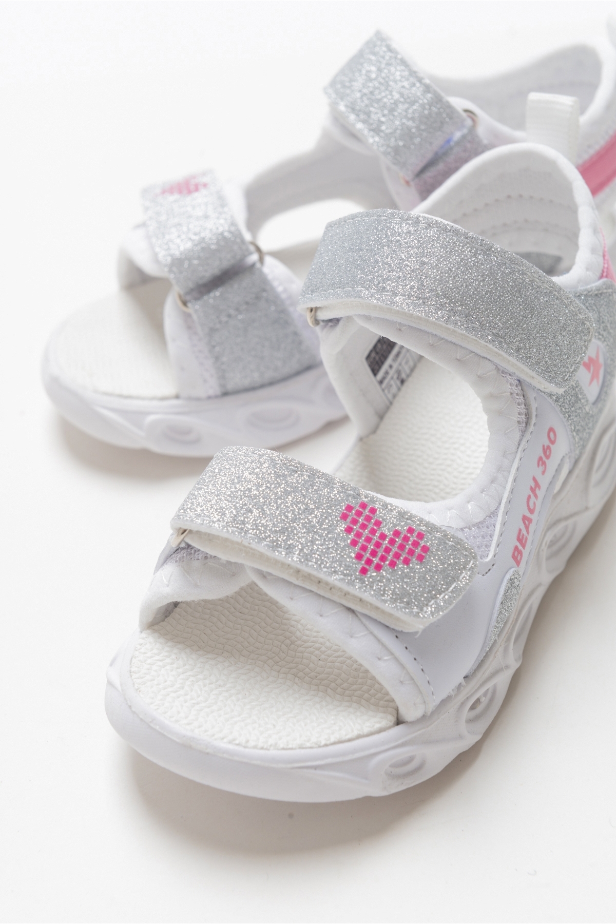 Kız Çocuk Gümüş Işıklı Anatomik Hafif Spor Sandalet - Görsel 3