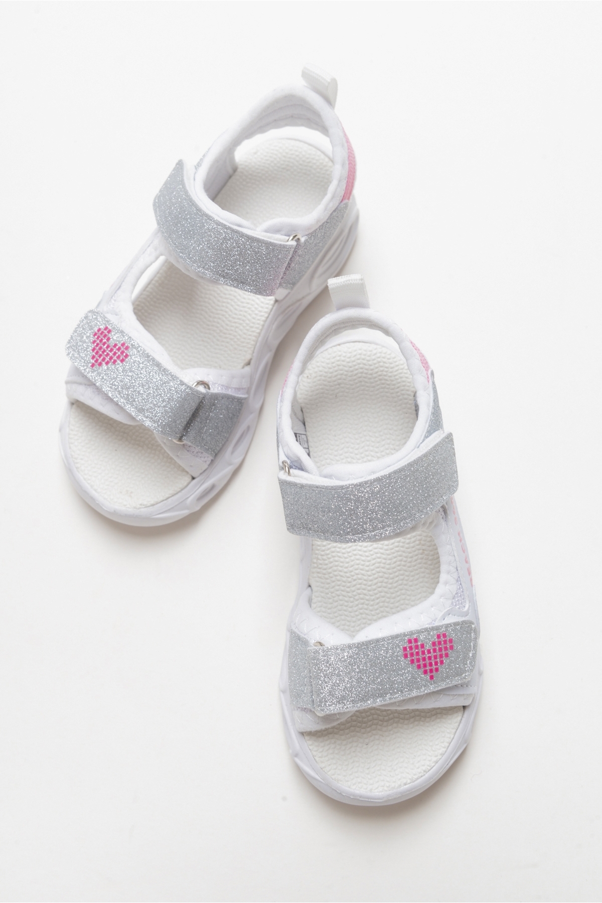 Kız Çocuk Gümüş Işıklı Anatomik Hafif Spor Sandalet - Görsel 4