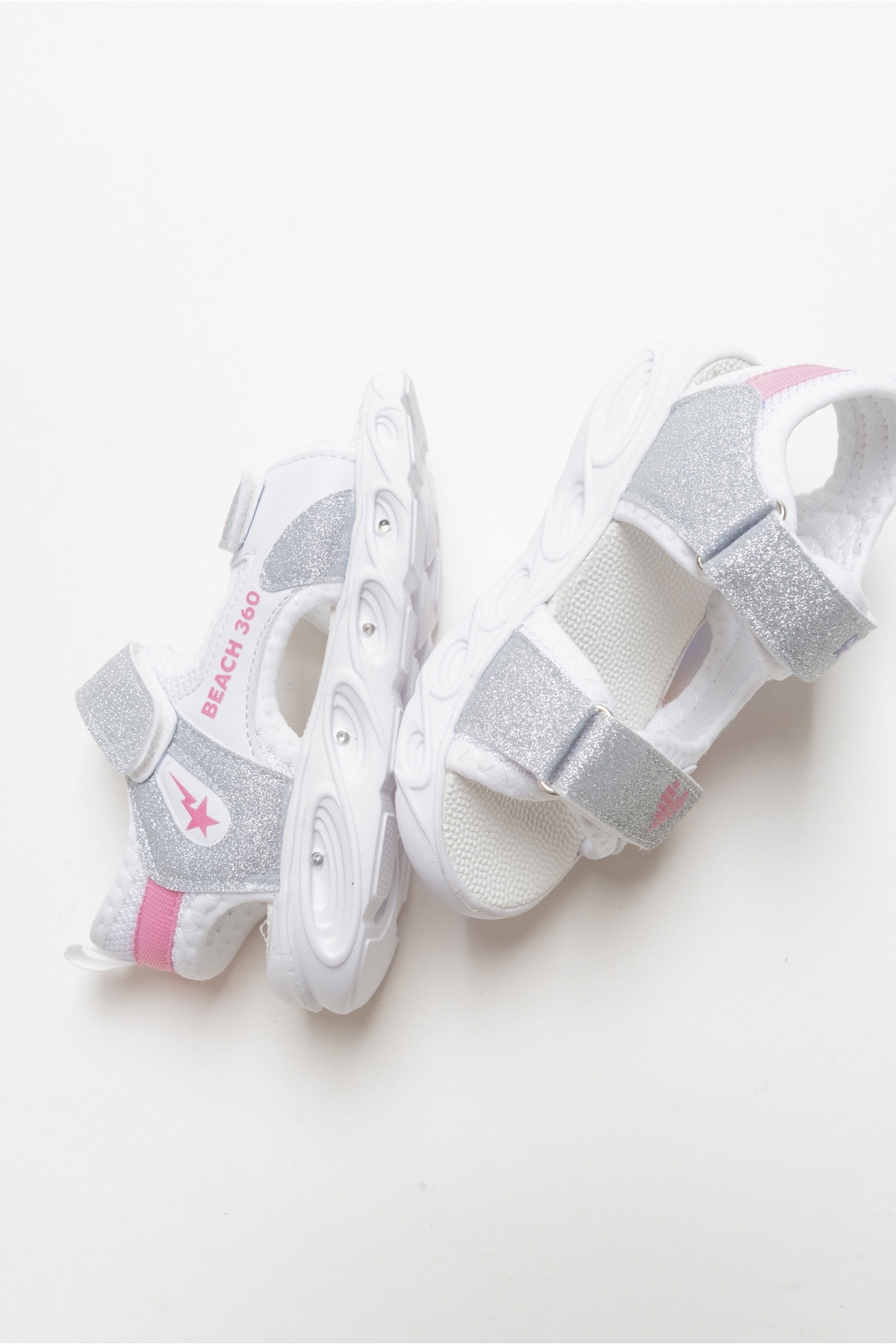 Kız Çocuk Gümüş Işıklı Anatomik Hafif Spor Sandalet - Görsel 5