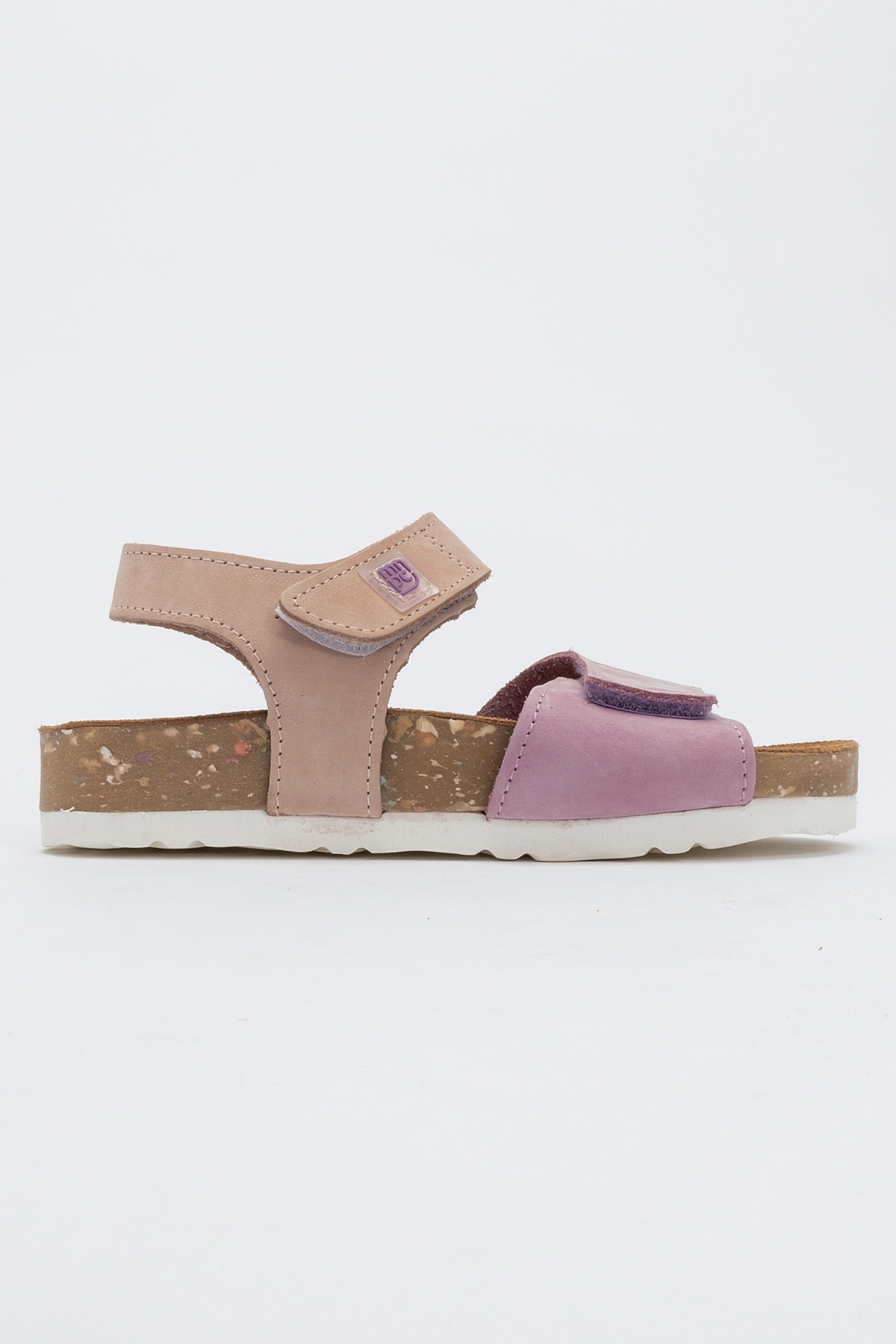 Unisex Çocuk Lila-Pembe Hakiki Deri Mantar Tabanlı Günlük Çocuk Sandalet - Görsel 6