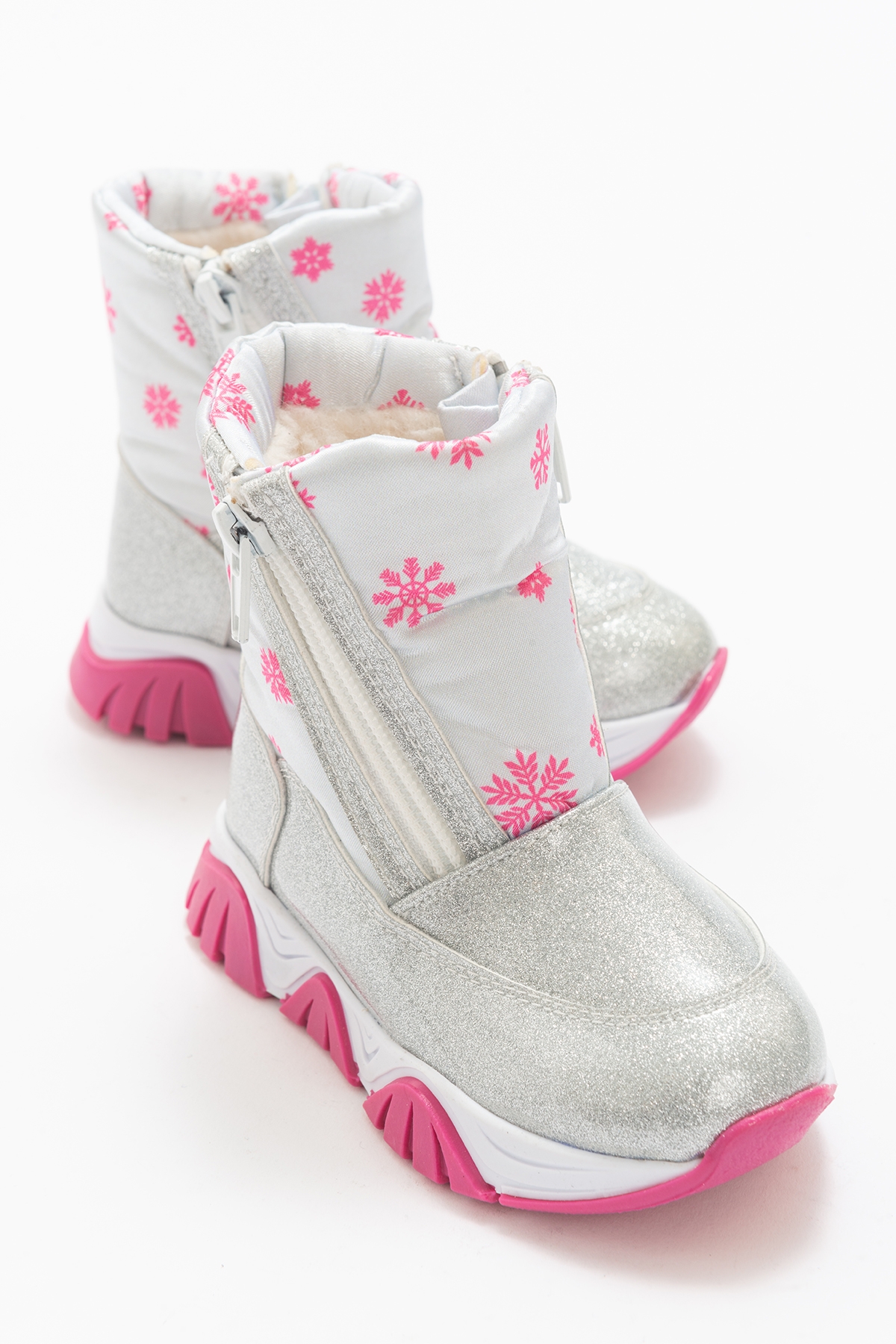 Kız Çocuk Gümüş Simli Rugan Deri Suya Dayanıklı Günlük Bot - Görsel 2