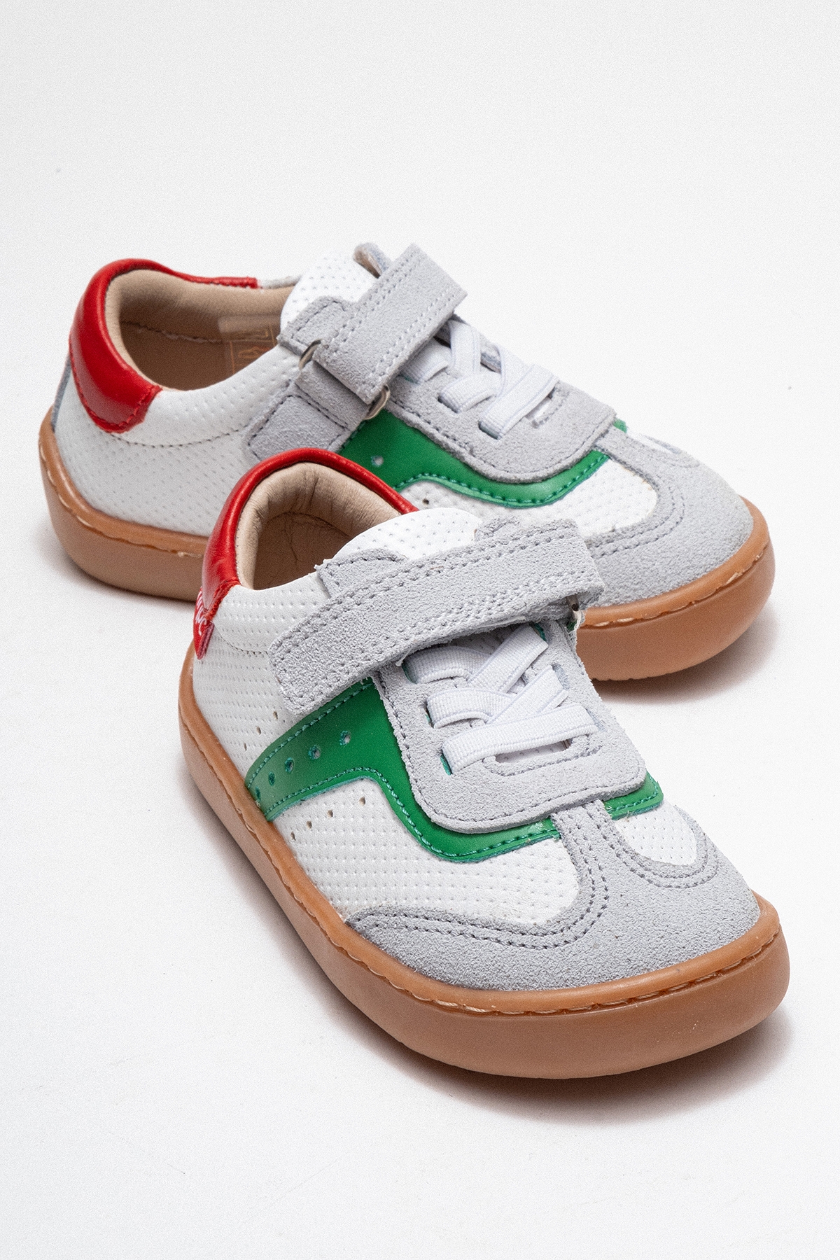 Unisex Çocuk Beyaz-Yeşil Hakiki Deri Günlük İlk Adım Ayakkabı - Görsel 2
