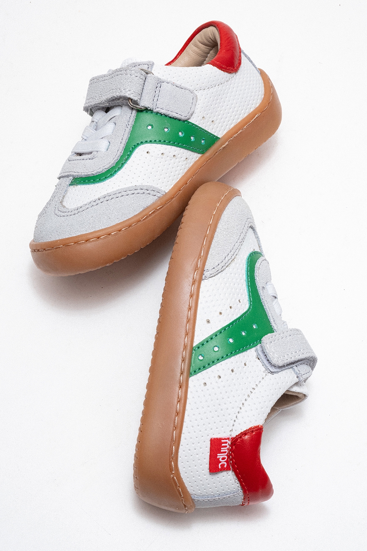 Unisex Çocuk Beyaz-Yeşil Hakiki Deri Günlük İlk Adım Ayakkabı - Görsel 5