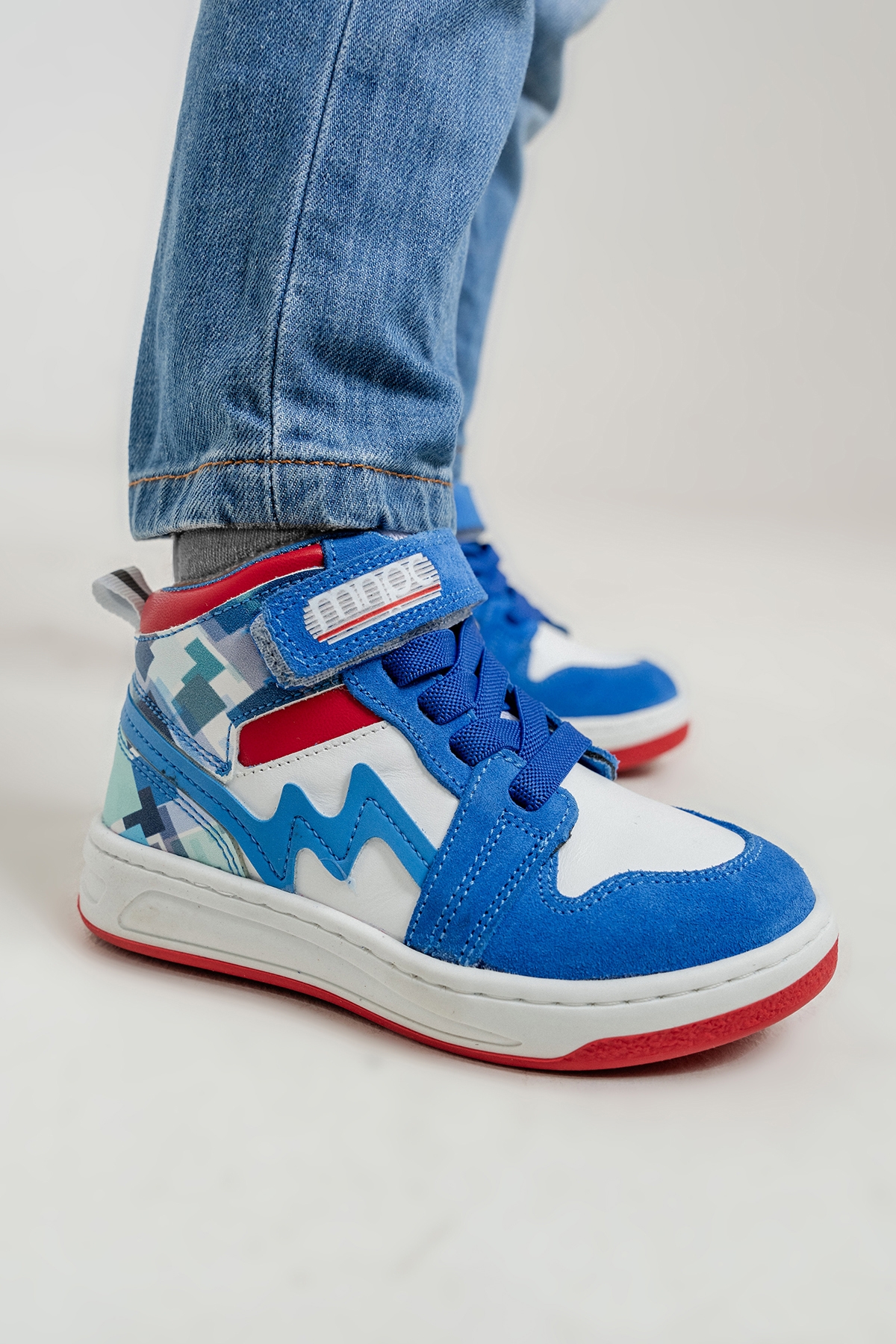 Unisex Çocuk Saks Mavi Baskı Hakiki Deri Anatomik Günlük Bot - Görsel 3