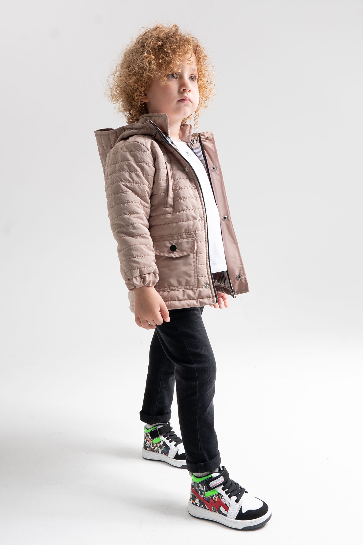 Unisex Çocuk Siyah Baskı Hakiki Deri Anatomik Günlük Bot - Görsel 2