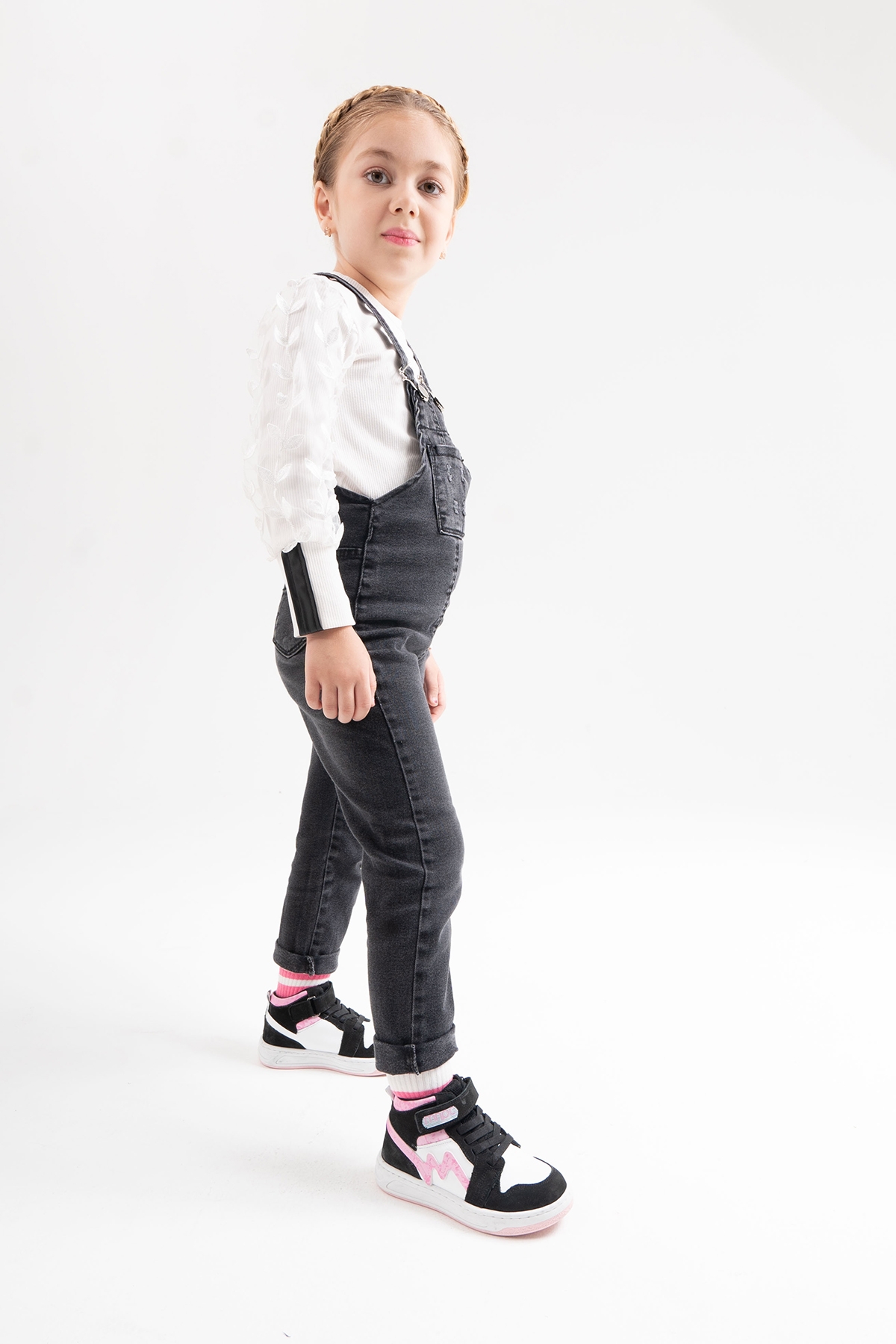 Unisex Çocuk Siyah-Pembe Hakiki Deri Anatomik Günlük Bot - Görsel 2