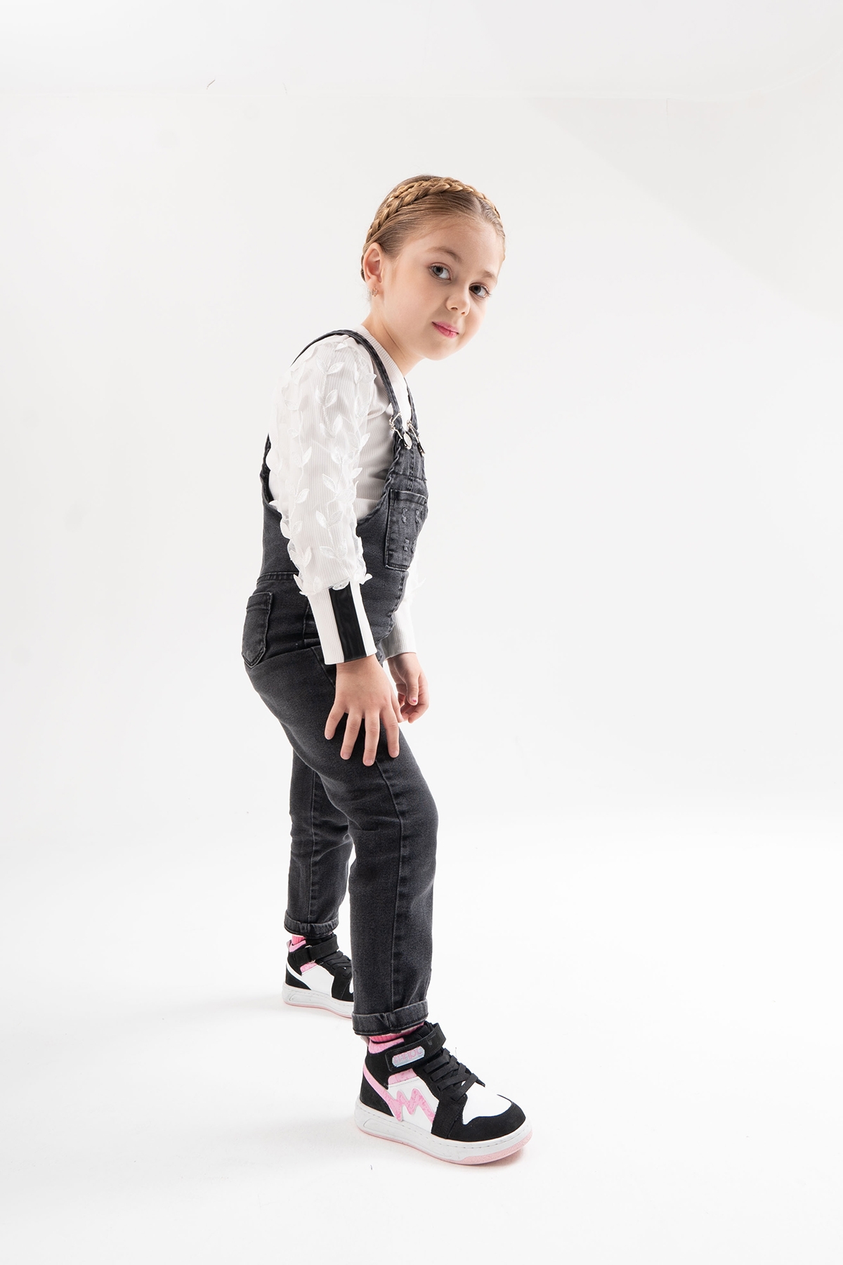 Unisex Çocuk Siyah-Pembe Hakiki Deri Anatomik Günlük Bot - Görsel 3