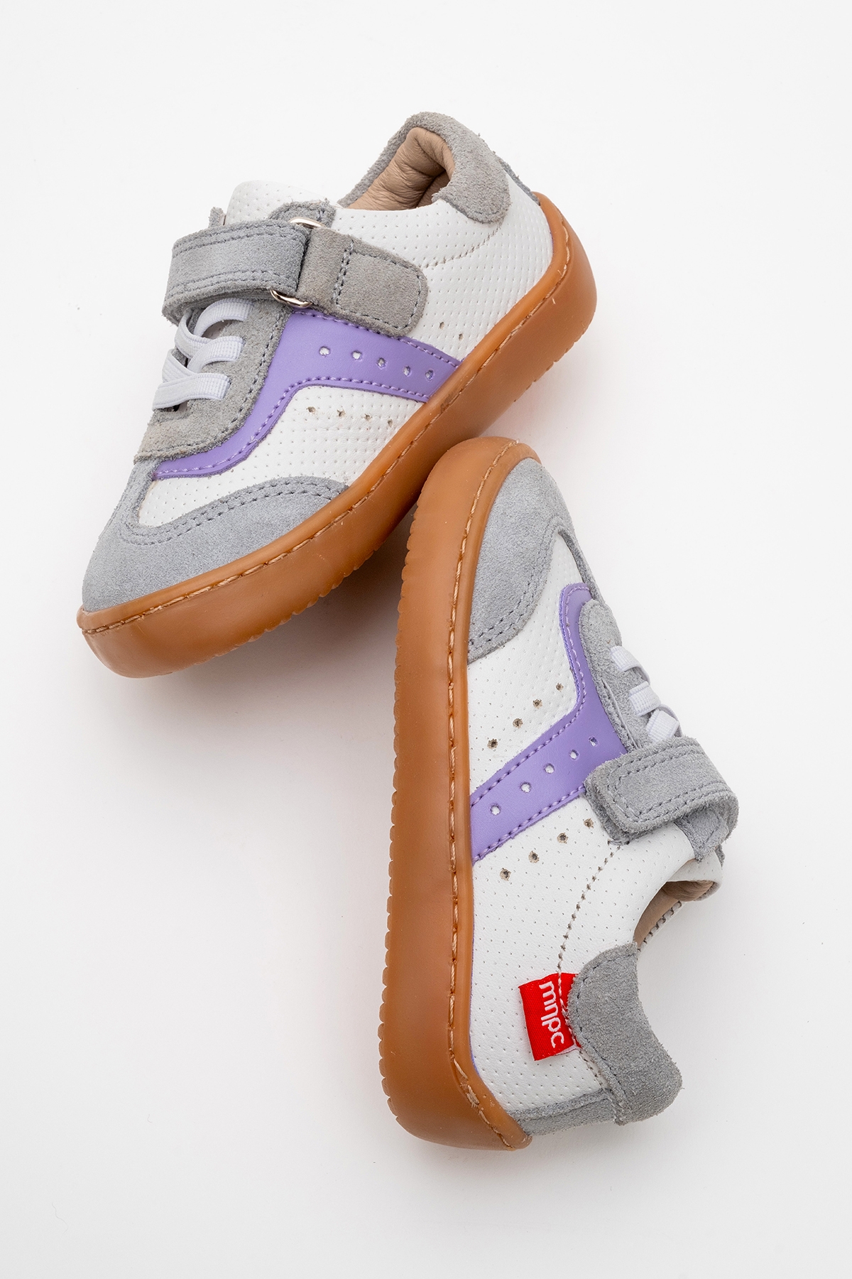 Unisex Çocuk Beyaz-Lila Hakiki Deri Günlük İlk Adım Ayakkabı - Görsel 5