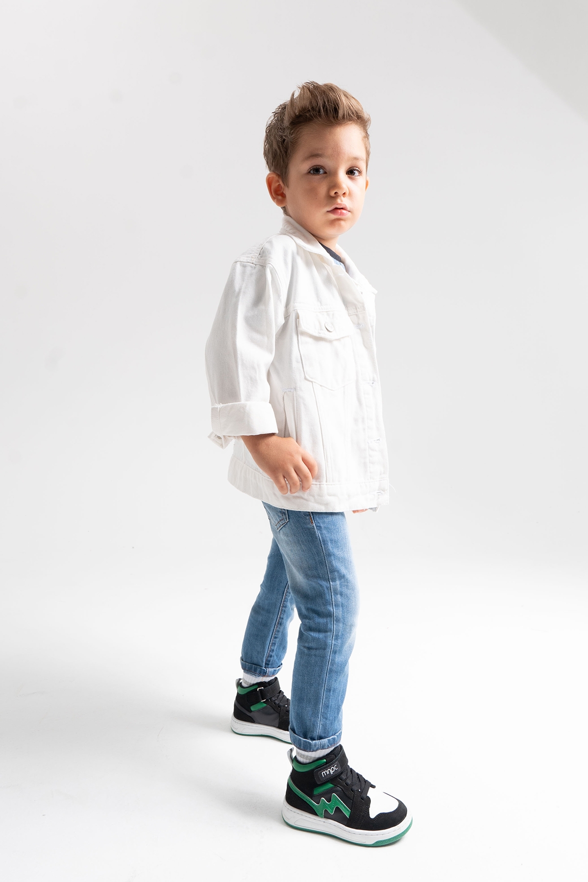 Unisex Çocuk Siyah-Yeşil Hakiki Deri Anatomik Günlük Bot - Görsel 2