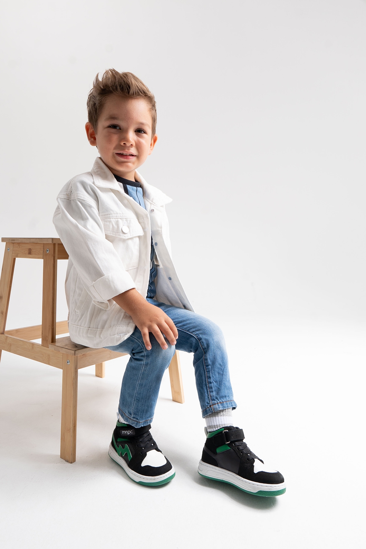 Unisex Çocuk Siyah-Yeşil Hakiki Deri Anatomik Günlük Bot - Görsel 3