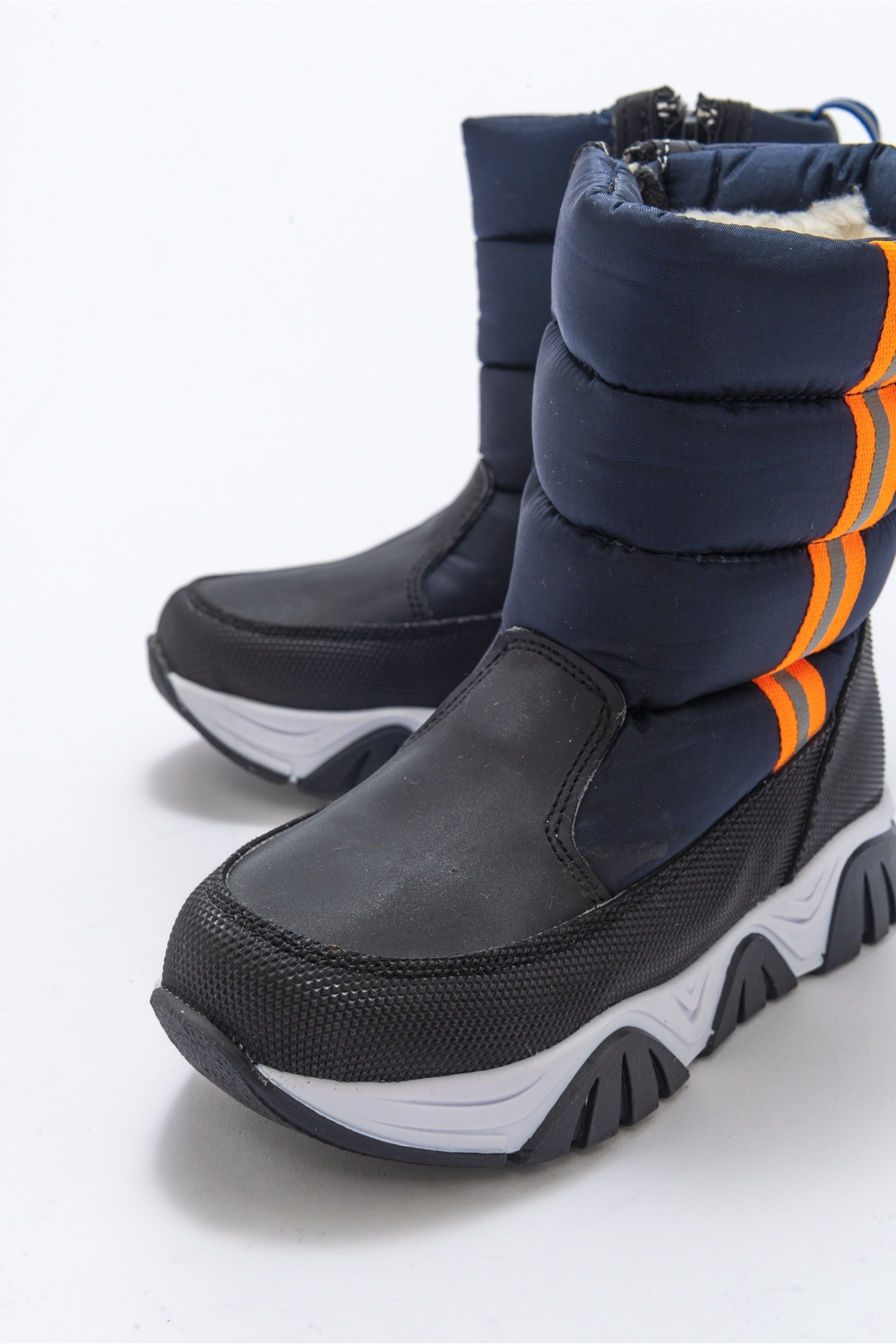 Erkek Çocuk Lacivert Suni Deri Suya Dayanıklı Kürklü Kar Botu - Görsel 6