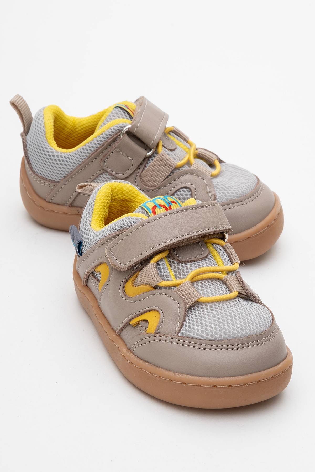 Unisex Çocuk Gri-Sarı Hakiki Deri Günlük Ayakkabı - Görsel 2