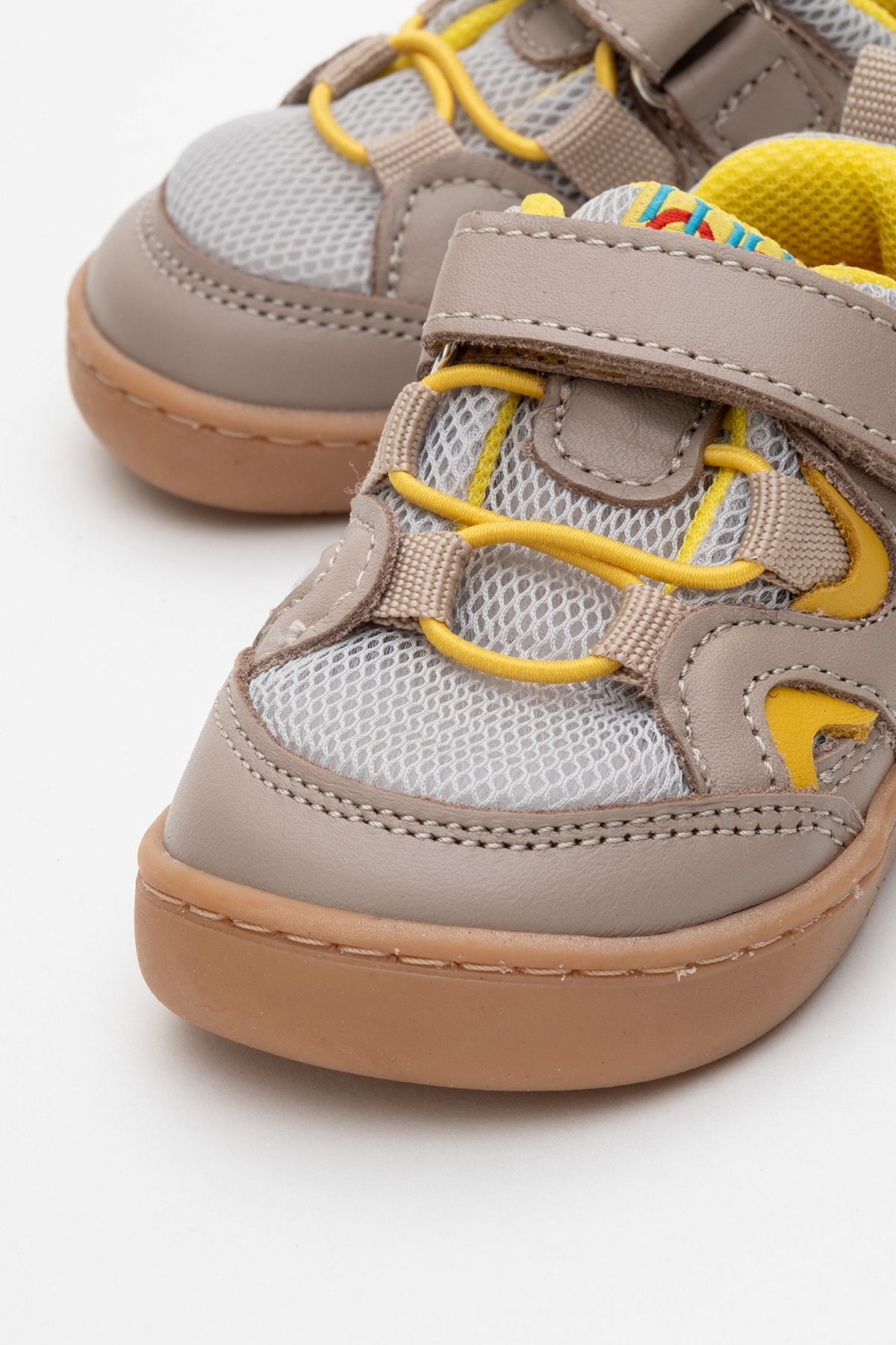 Unisex Çocuk Gri-Sarı Hakiki Deri Günlük Ayakkabı - Görsel 3