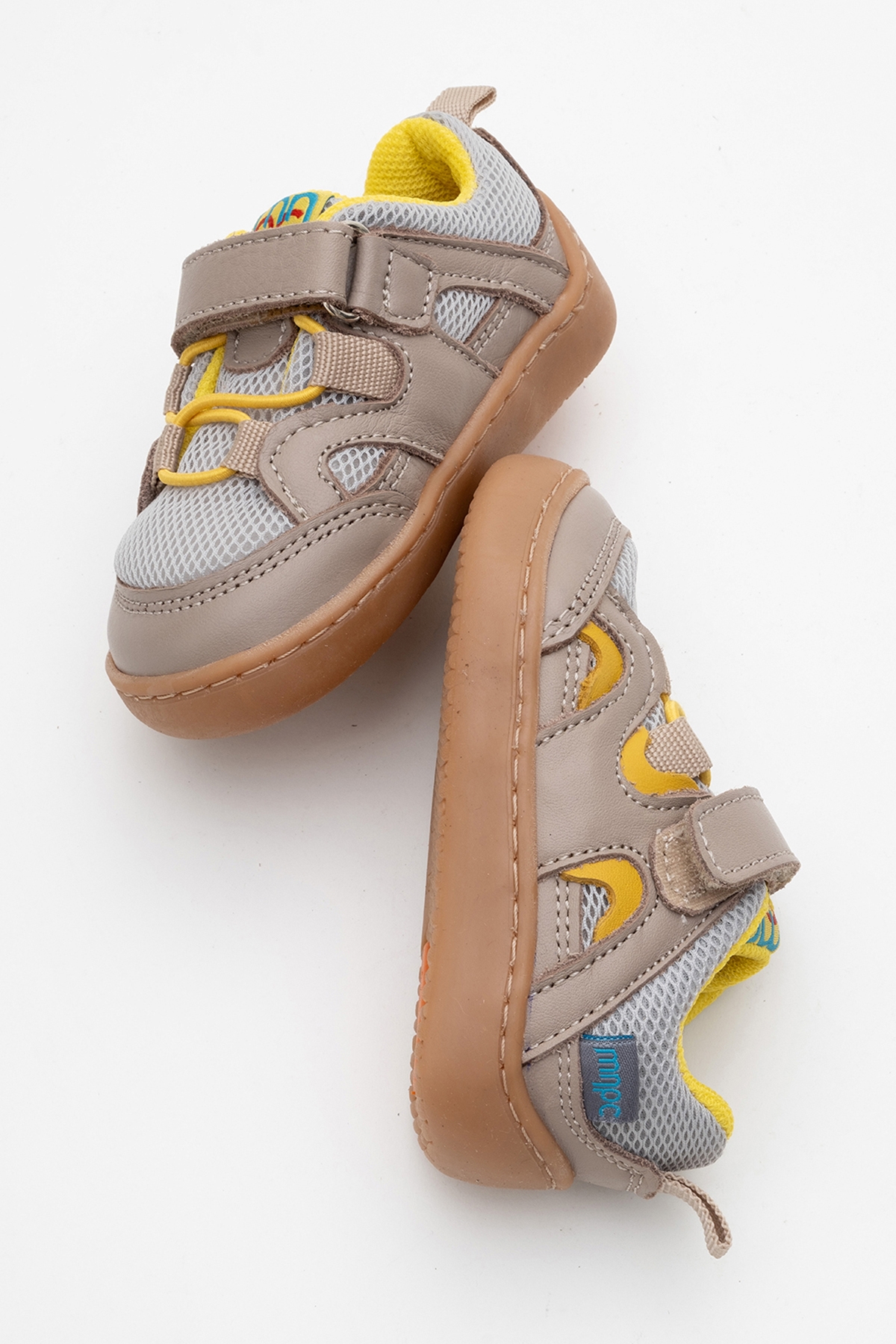 Unisex Çocuk Gri-Sarı Hakiki Deri Günlük Ayakkabı - Görsel 5