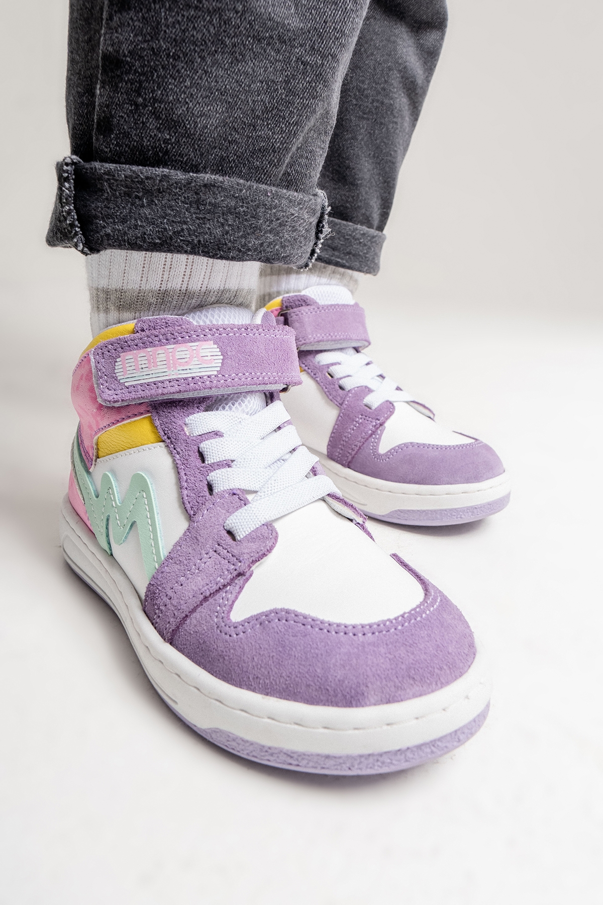 Unisex Çocuk Lila-Pembe Hakiki Deri Anatomik Günlük Bot - Görsel 4