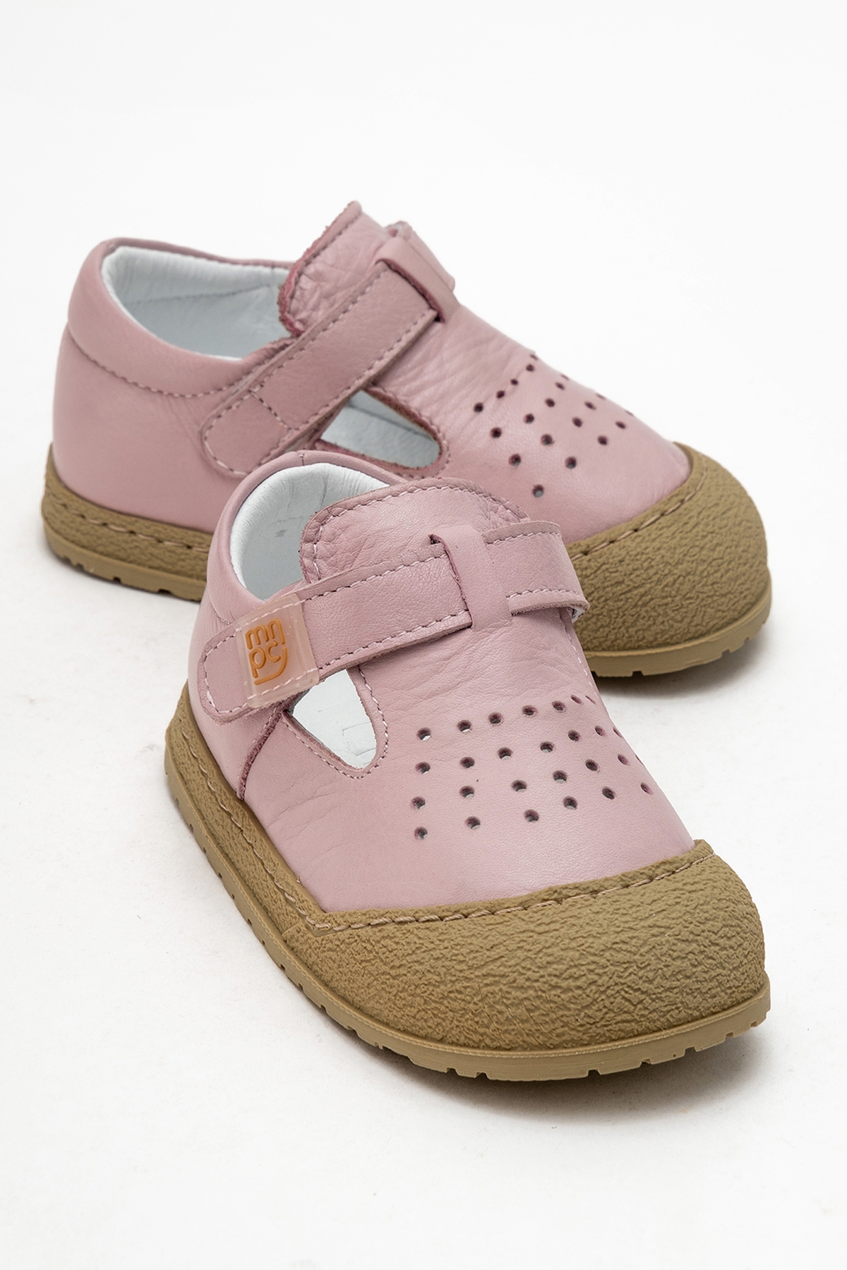 Unisex Çocuk Pudra Hakiki Deri Günlük İlk Adım Ayakkabı - Görsel 2