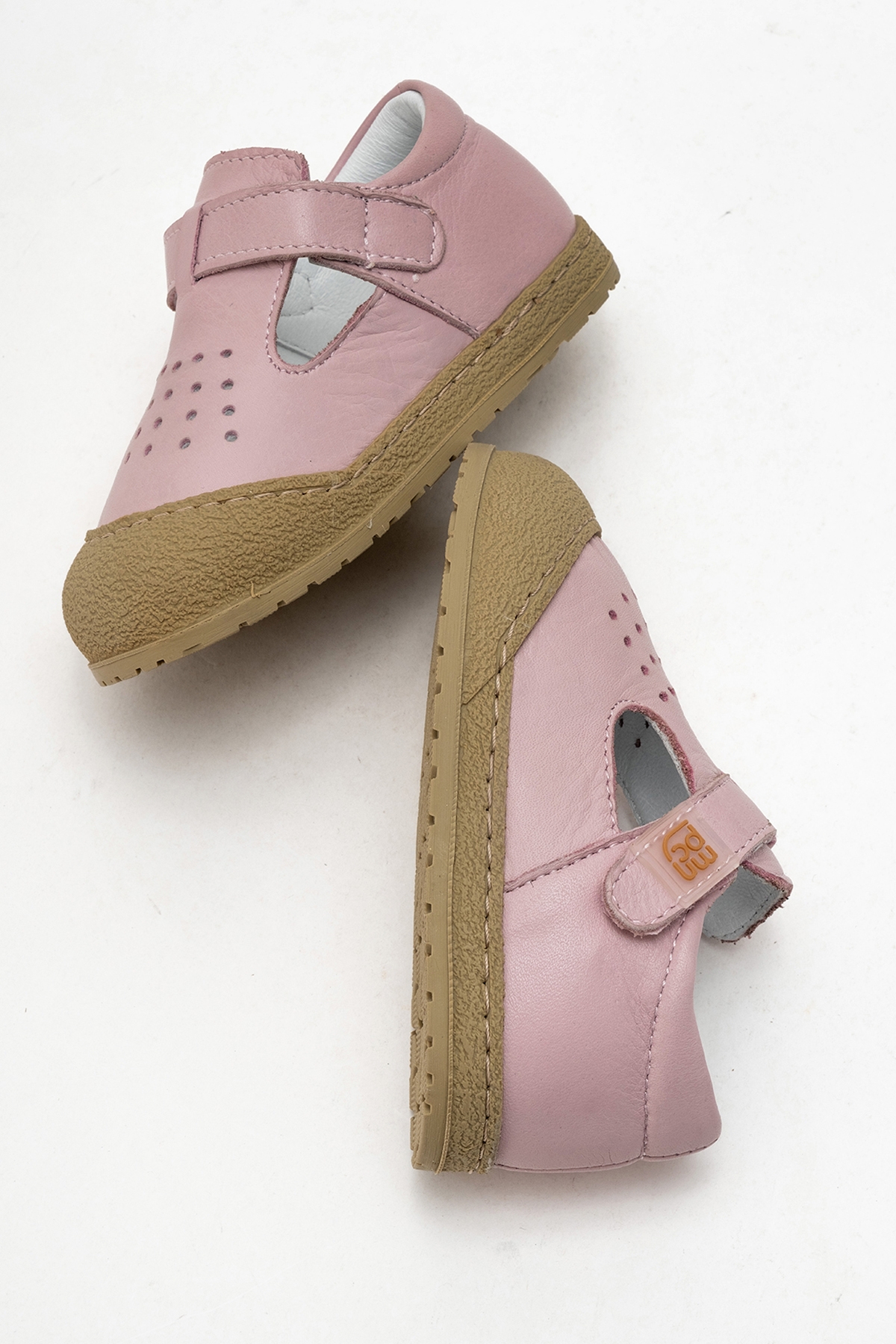 Unisex Çocuk Pudra Hakiki Deri Günlük İlk Adım Ayakkabı - Görsel 5