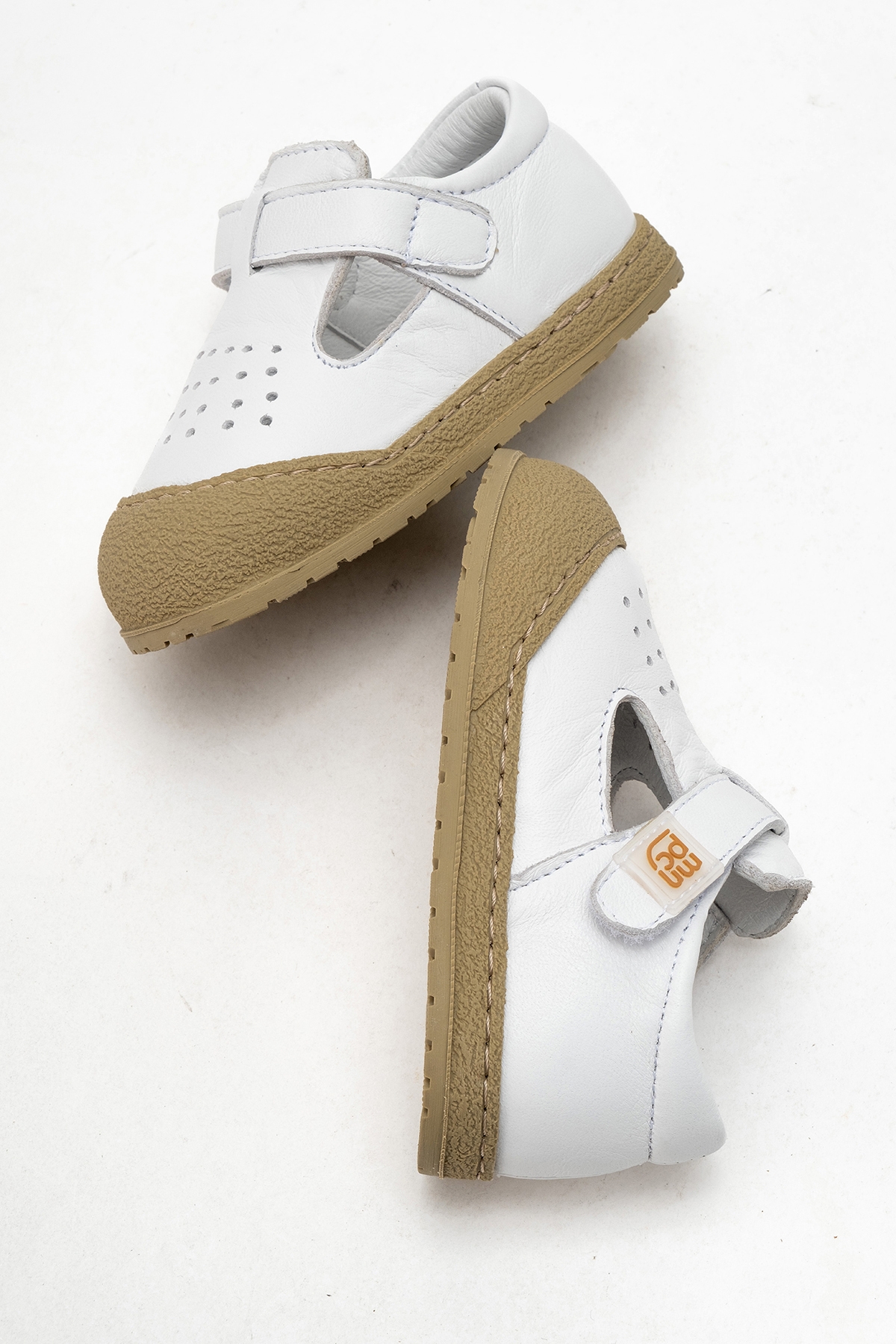 Unisex Çocuk Beyaz Hakiki Deri Günlük İlk Adım Ayakkabı - Görsel 5