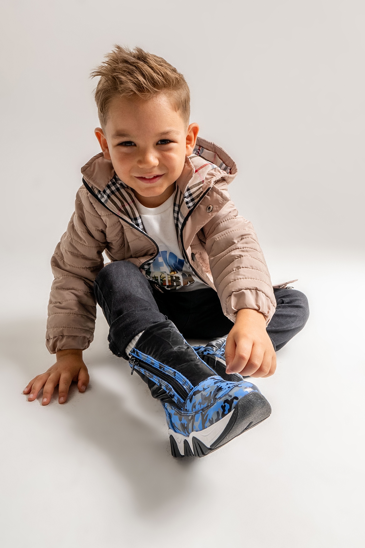 Erkek Çocuk Saks Mavi Hakiki Deri Suya Dayanıklı Anatomik Günlük Bot - Görsel 3