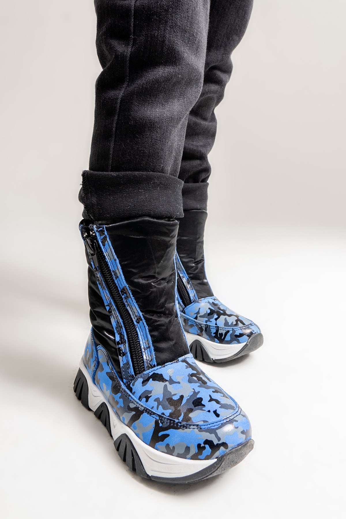 Erkek Çocuk Saks Mavi Hakiki Deri Suya Dayanıklı Anatomik Günlük Bot - Görsel 5