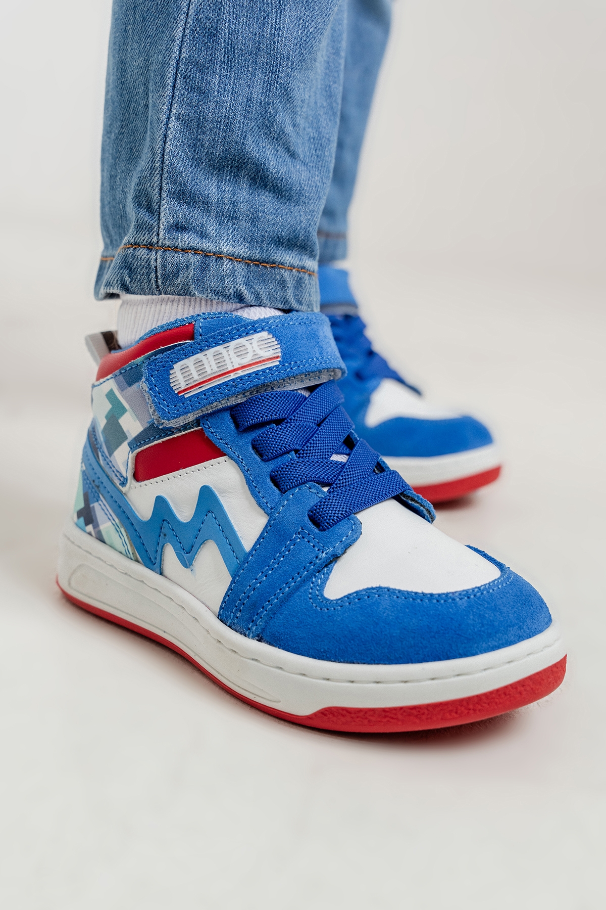 Unisex Çocuk Saks Mavi Baskı Hakiki Deri Suya Dayanıklı Anatomik Günlük Bot - Görsel 2