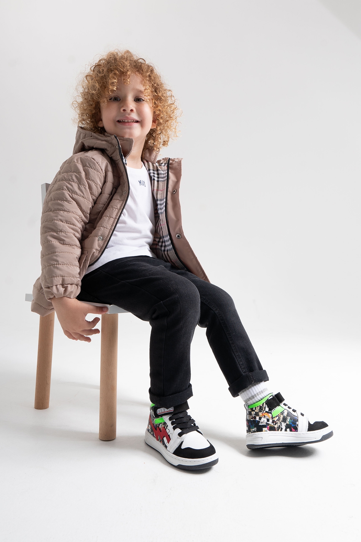 Unisex Çocuk Siyah Baskı Hakiki Deri Suya Dayanıklı Anatomik Günlük Bot - Görsel 3