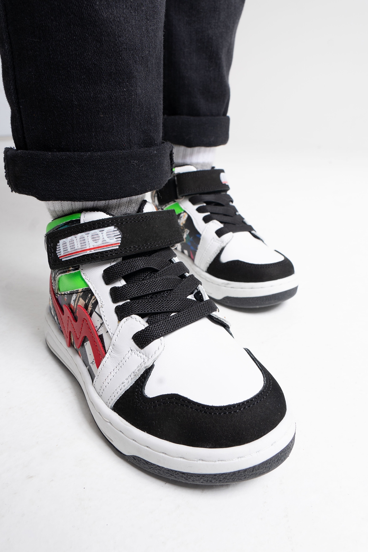 Unisex Çocuk Siyah Baskı Hakiki Deri Suya Dayanıklı Anatomik Günlük Bot - Görsel 4