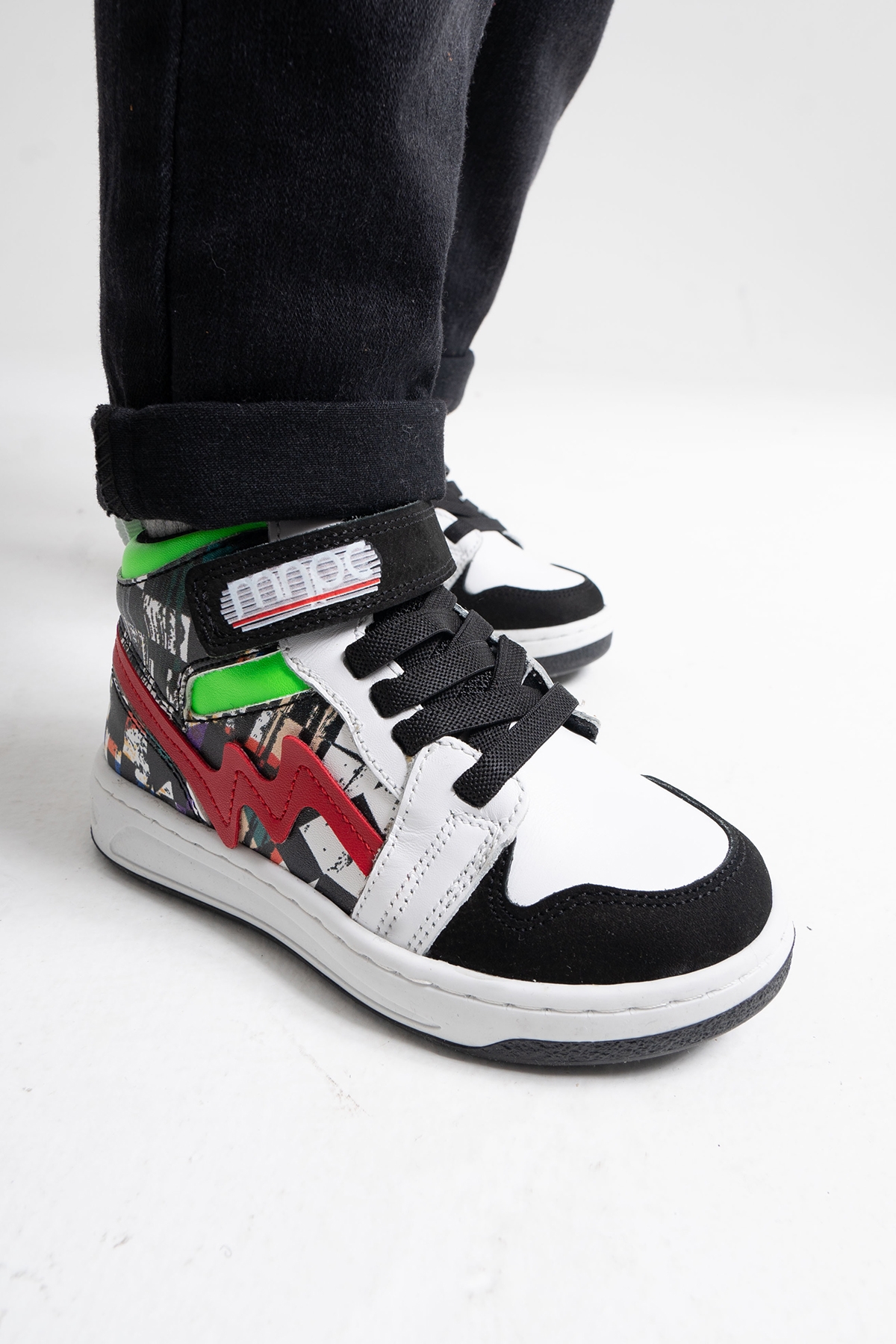 Unisex Çocuk Siyah Baskı Hakiki Deri Suya Dayanıklı Anatomik Günlük Bot - Görsel 5