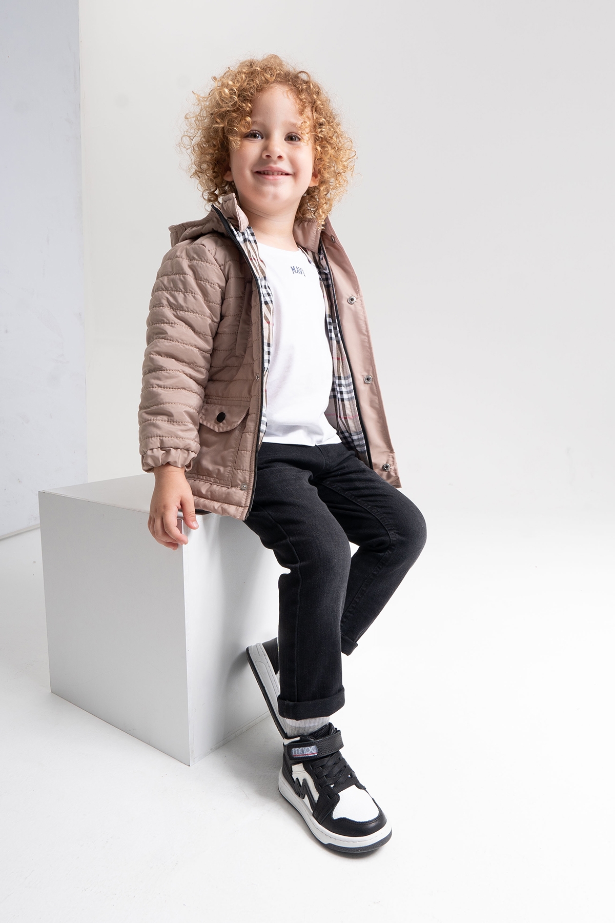 Unisex Çocuk Siyah-Beyaz Hakiki Deri Suya Dayanıklı Anatomik Günlük Bot - Görsel 3