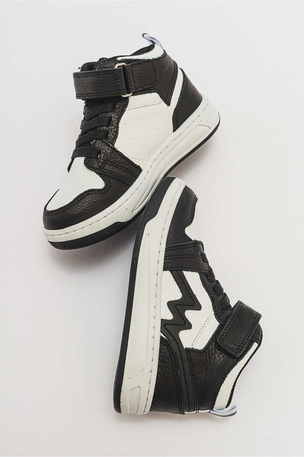 Unisex Çocuk Siyah-Beyaz Hakiki Deri Suya Dayanıklı Anatomik Günlük Bot - Görsel 6